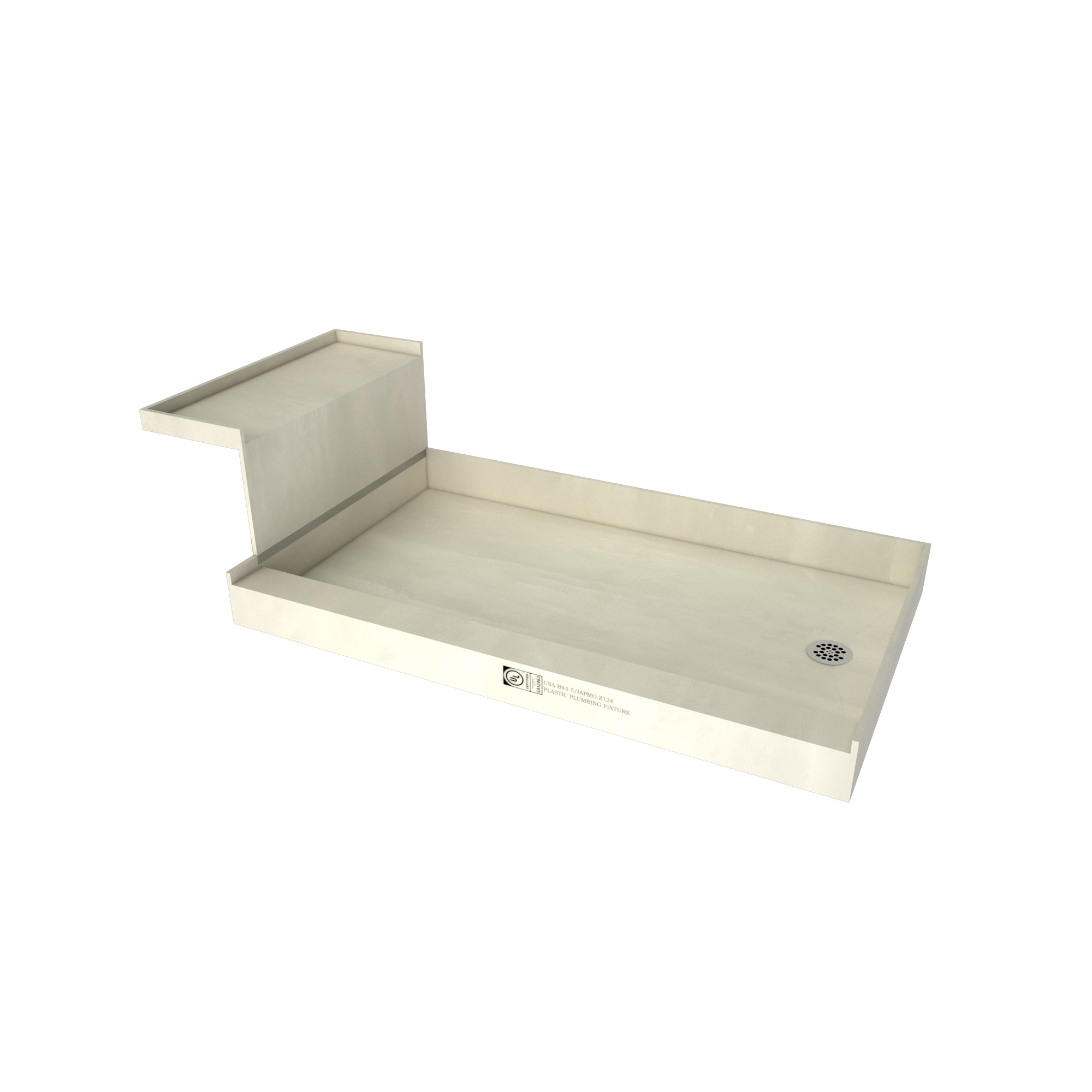 Tile Redi 3460R-RB34-KIT 34-in W x 72-in L Right Made for Tile Single Threshold Rectangle Shower Pan Base Kit with 4.5-in H Threshold