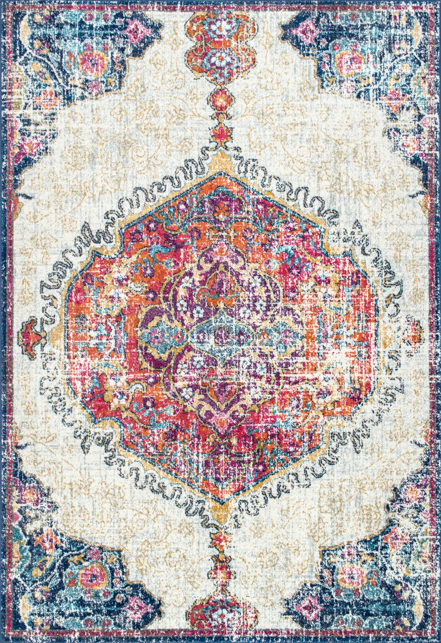 nuLOOM RZBD63A-S808 8 x 8 (ft) Loomed Polypropylene Multi Square Indoor Medallion Vintage Area rug