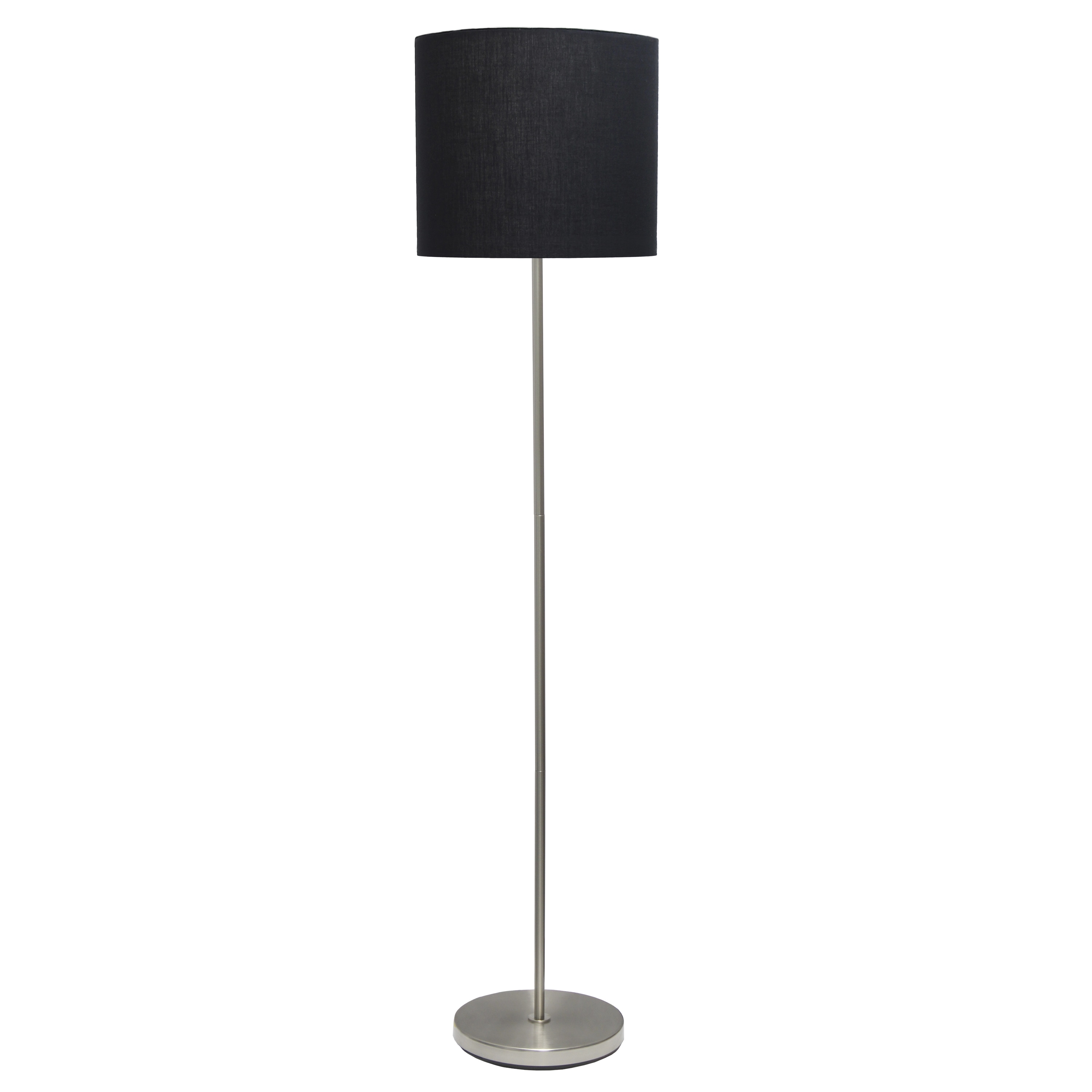 Creekwood Home CWF-3005-BK Vista 57-in Brushed Nickel/Black Standard Floor Lamp with Fabric Shade
