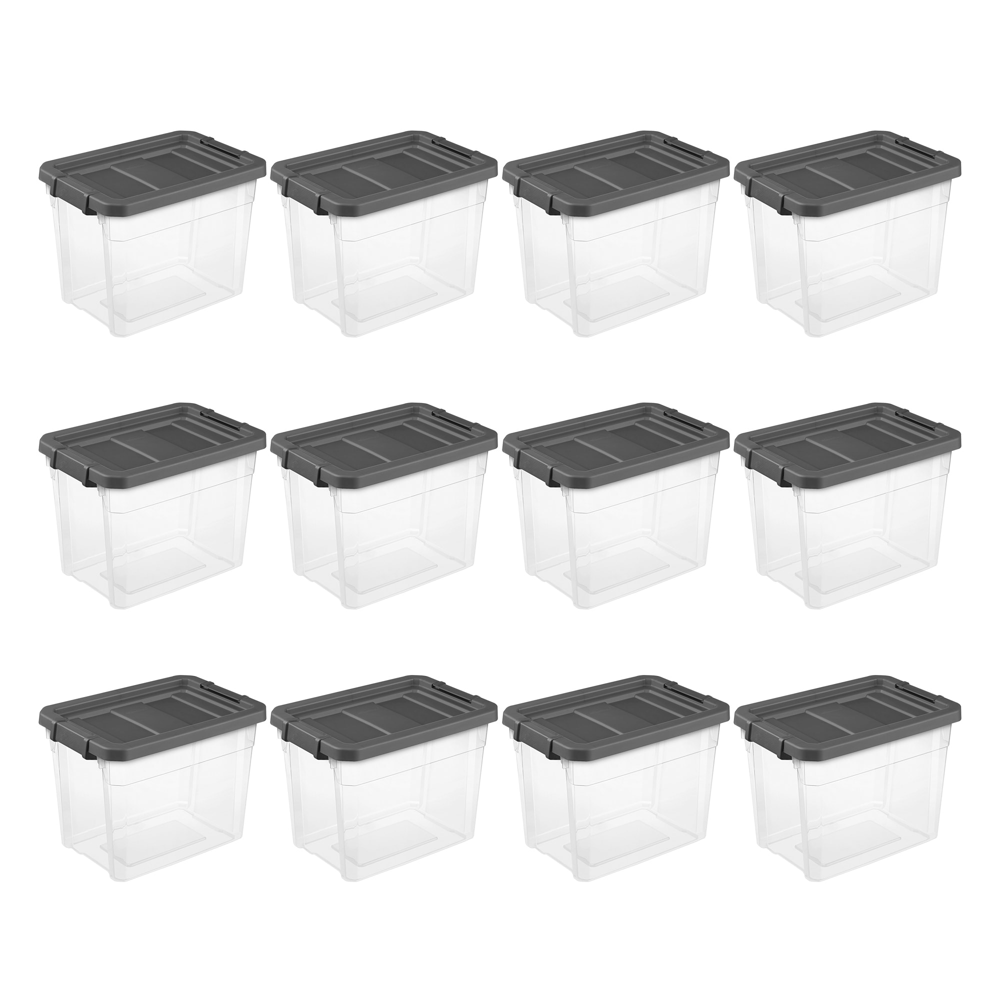 Sterilite 18 Gallon Plastic Storage Container Tote with Latching Lid (12 Pack)