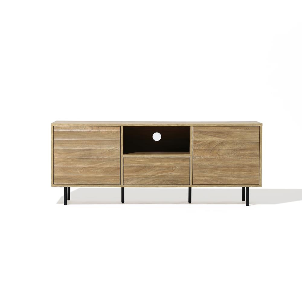 LuxenHome WHIF2219 Modern/Contemporary Brown TV stand ( Accommodates TVs up to 65-in )