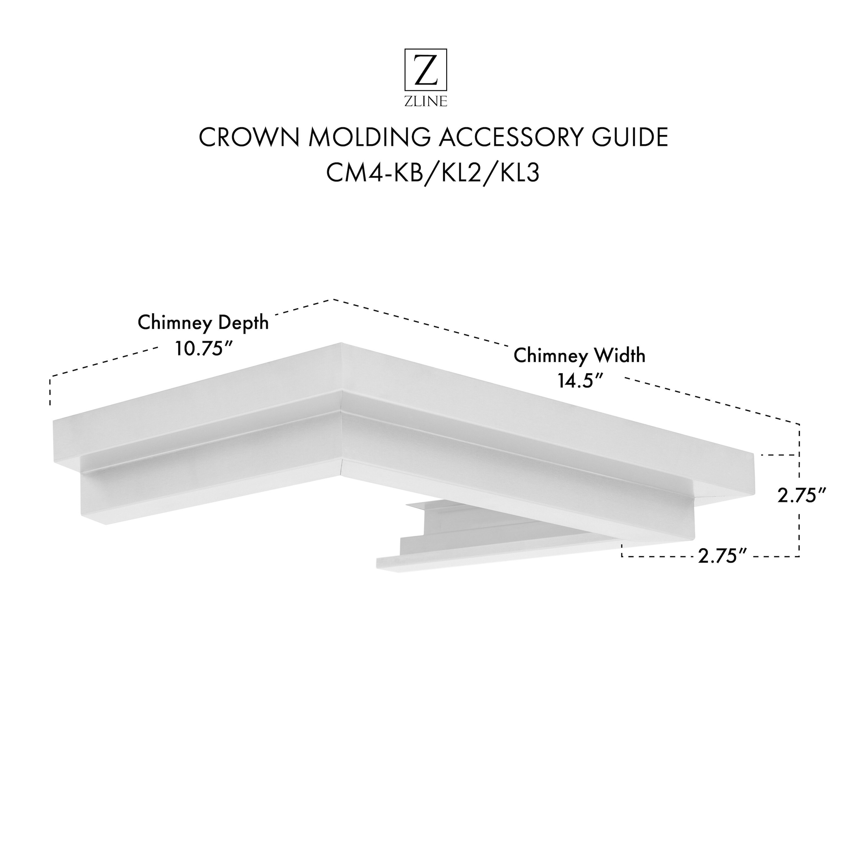 ZLINE KITCHEN & BATH Wallmounted Range Hood Top Cover (Stainless Steel