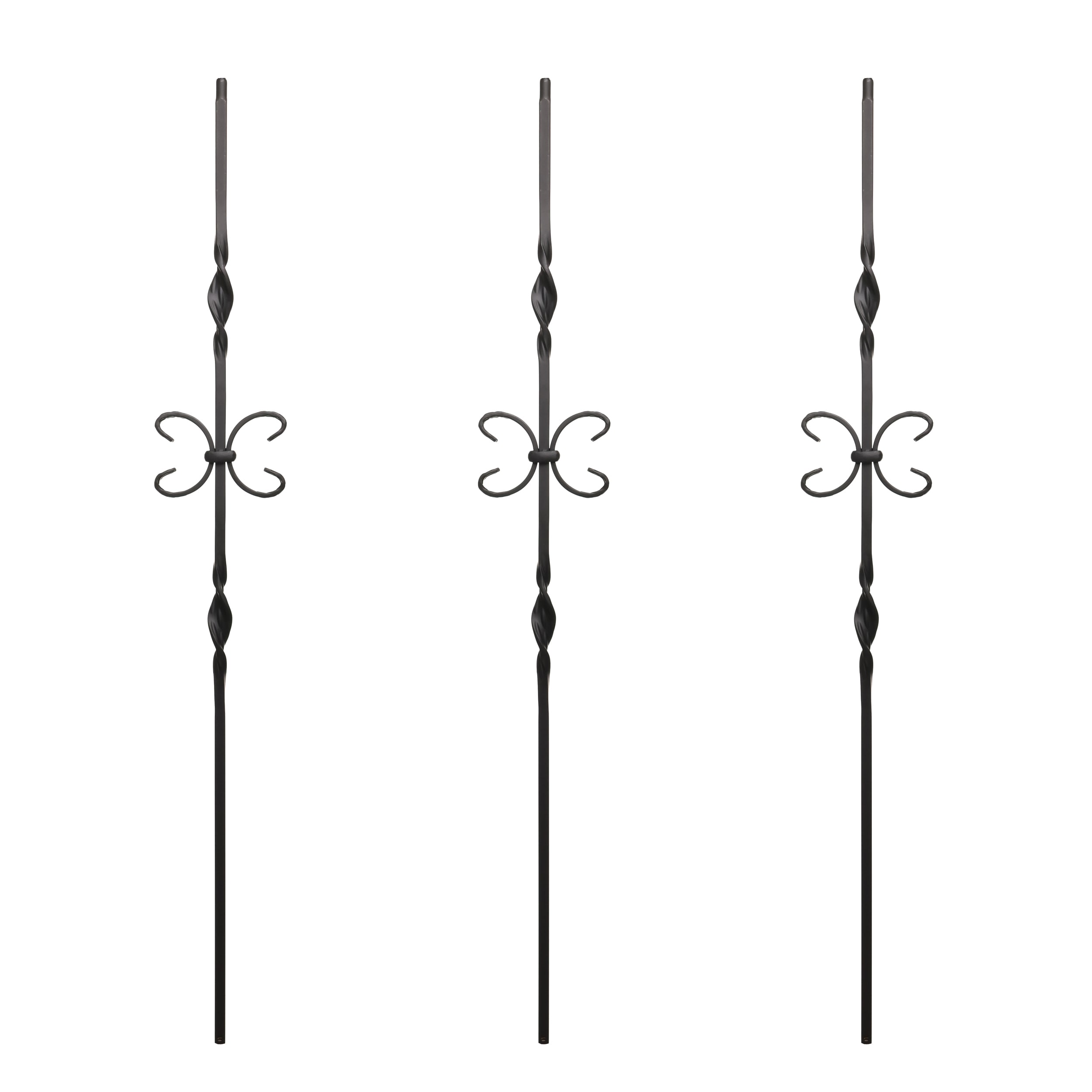 RELIABILT WGT10SB 43-in x 0.5-in Satin Black Wrought Iron Butterfly Stair Baluster (3-Pack)
