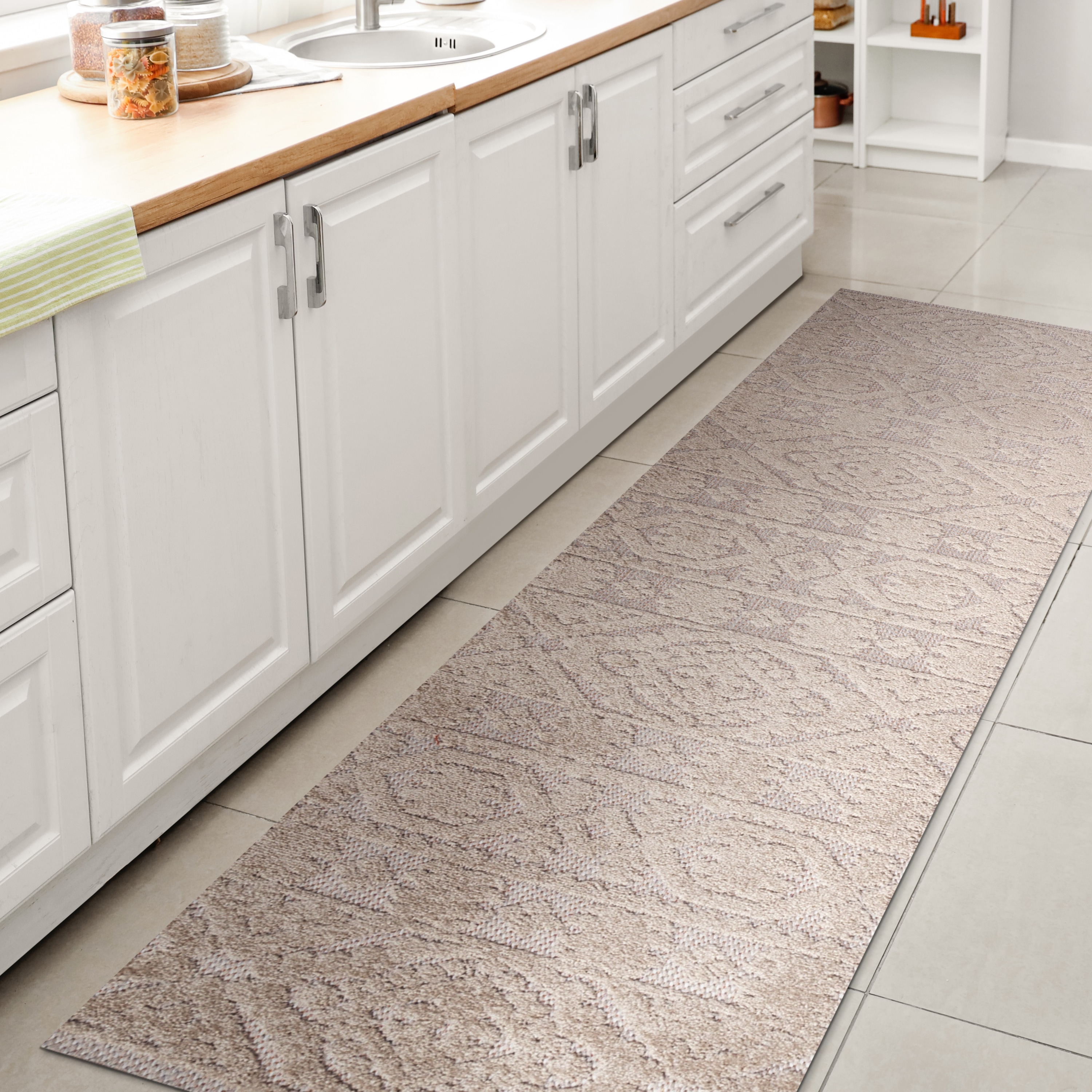 JONATHAN  Y SBH102A-28 South Beach Citta High-Low Mediterranean 2 x 8 (ft) Loomed Polypropylene Beige Rectangular Indoor/Outdoor Geometric Bohemian/Eclectic Runner rug