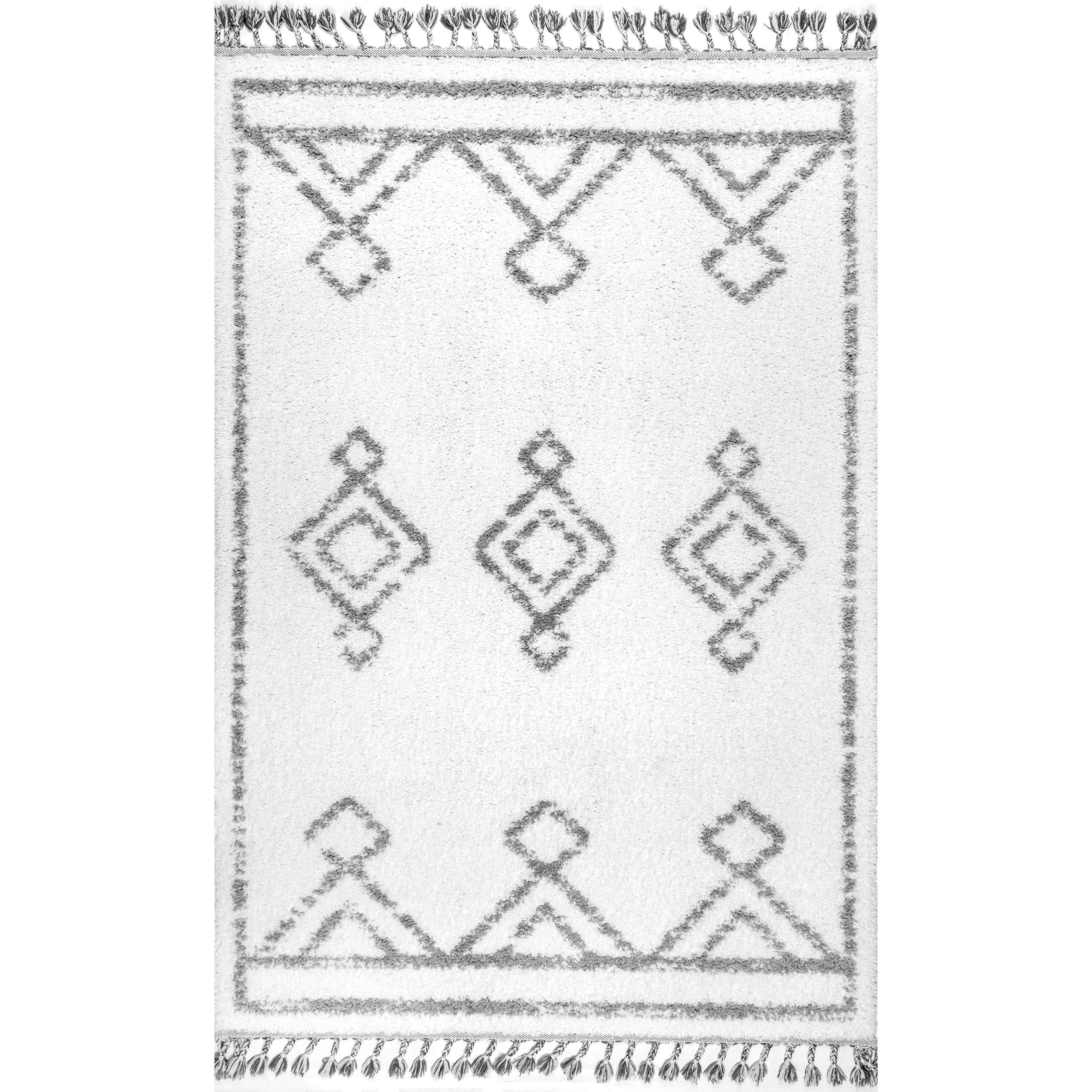 nuLOOM GCDI03C-2608 Mackie 2 x 8 (ft) Loomed Polypropylene White Rectangular Indoor Geometric Runner rug