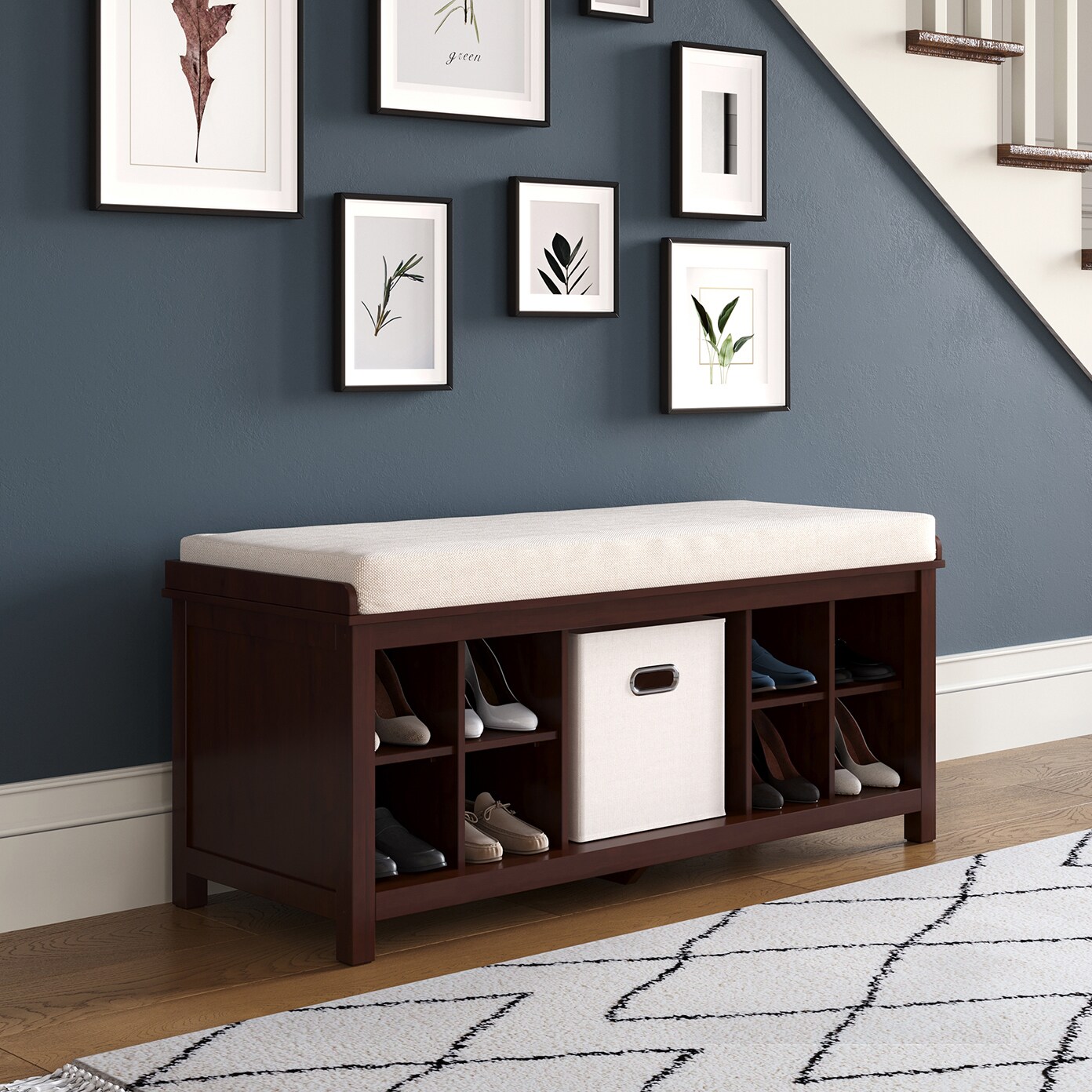 John Louis Home JLH-EB-E2 Casual Espresso Storage Bench with Storage 44-in x 17-in x 20-in