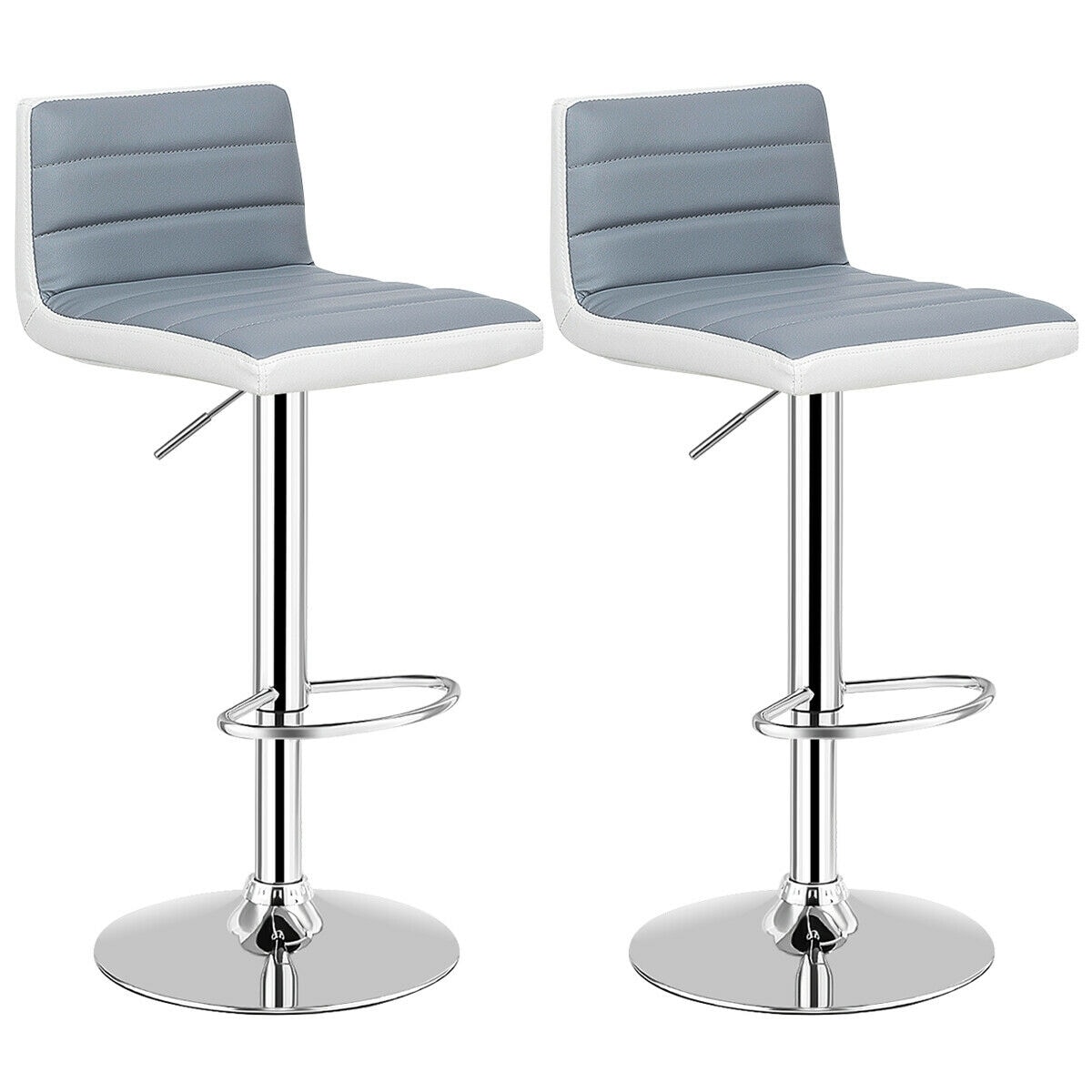 LIVIZA OUG66261 Gray 25.5-in H Counter height (24-in to 27-in) Square Seat Upholstered Swivel Metal Back Bar Stool Back