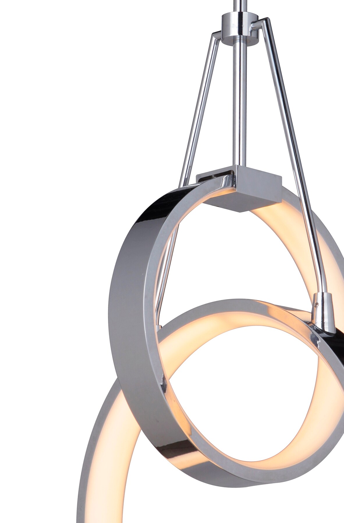 Chrome LED Two-Ring Modern Pendant Light