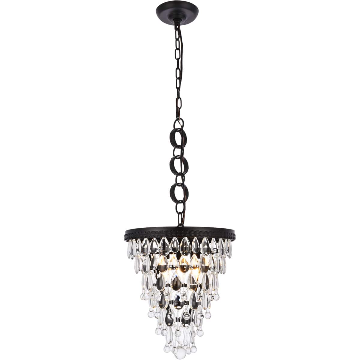 Elegant Lighting 2092106 1219D13BK/RC Nordic 3 Light 13 inch Black Pendant Ceiling Light