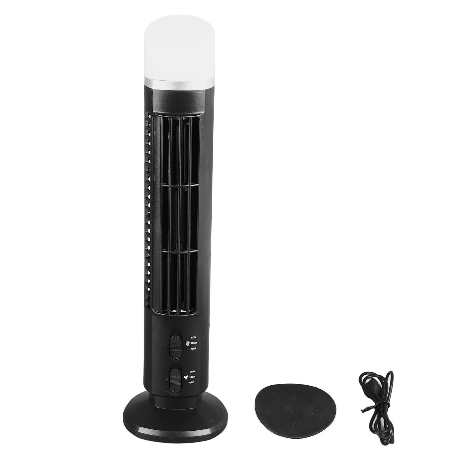 HyperDrop Cart 4.1-in W x 13-in H ABS Bladeless Tower Fan Portable USB Desk Fan with Ambient Light for Home Bedroom Office