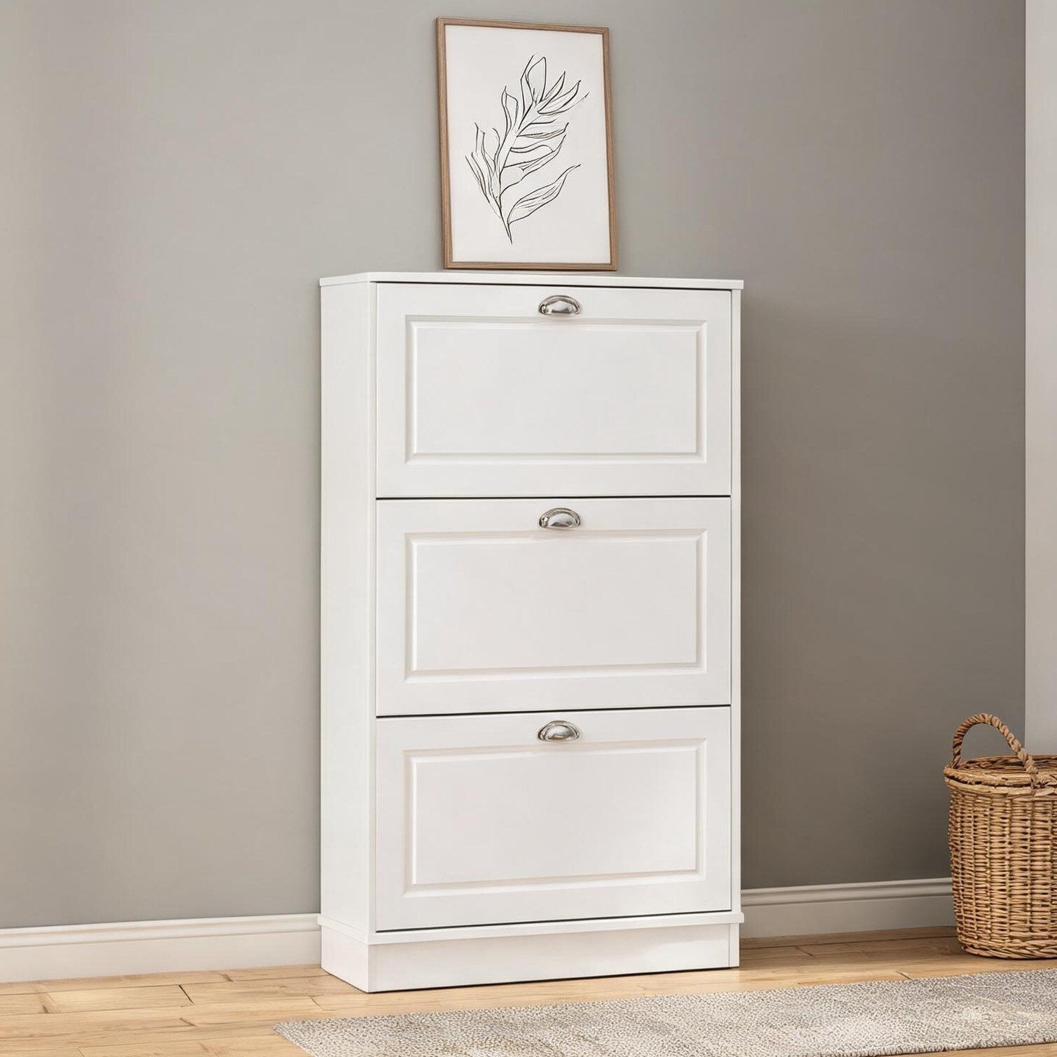 Naturefalls Cabinet with White Particleboard and MDF and 30 x 7.5 x 46 in Drawers Crisp White