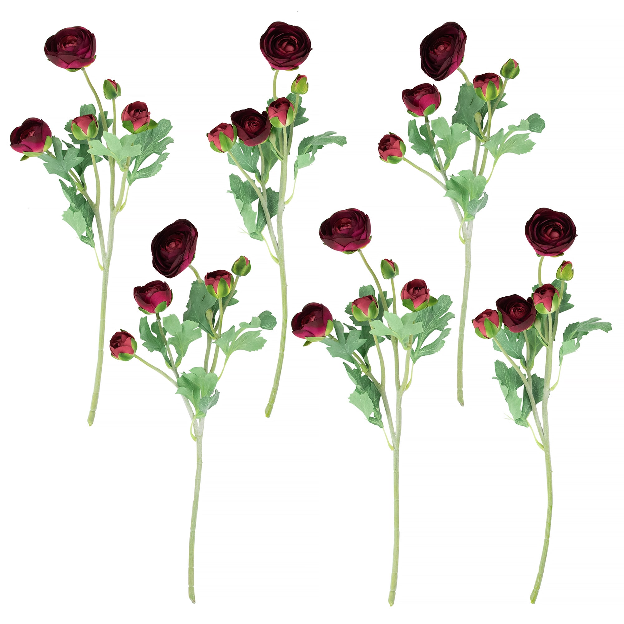 4 Pack  12 Artificial Red Ranunculus Silk Flower Bridal Bouquets