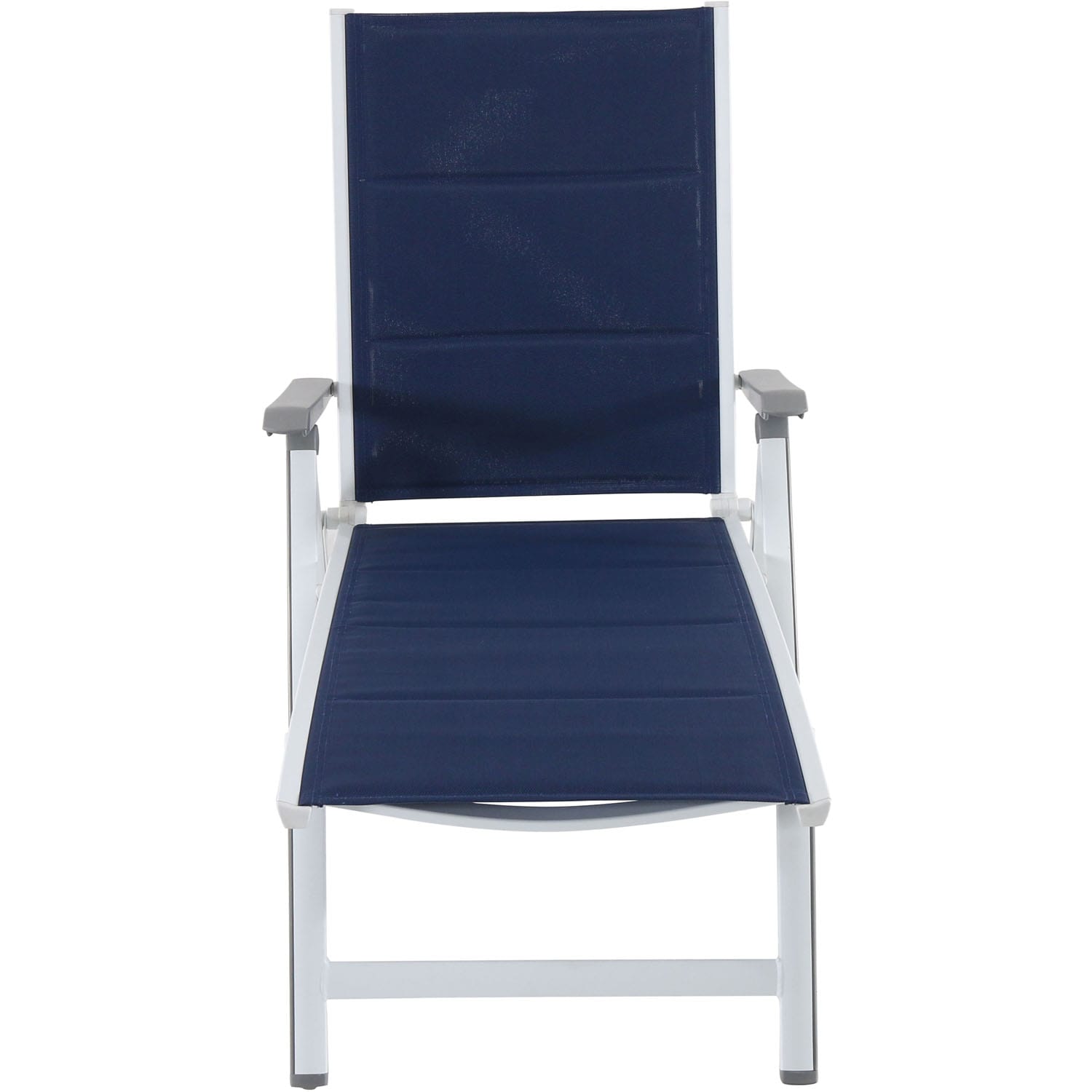 Regis White and Blue Aluminum Padded Sling Chaise Lounge