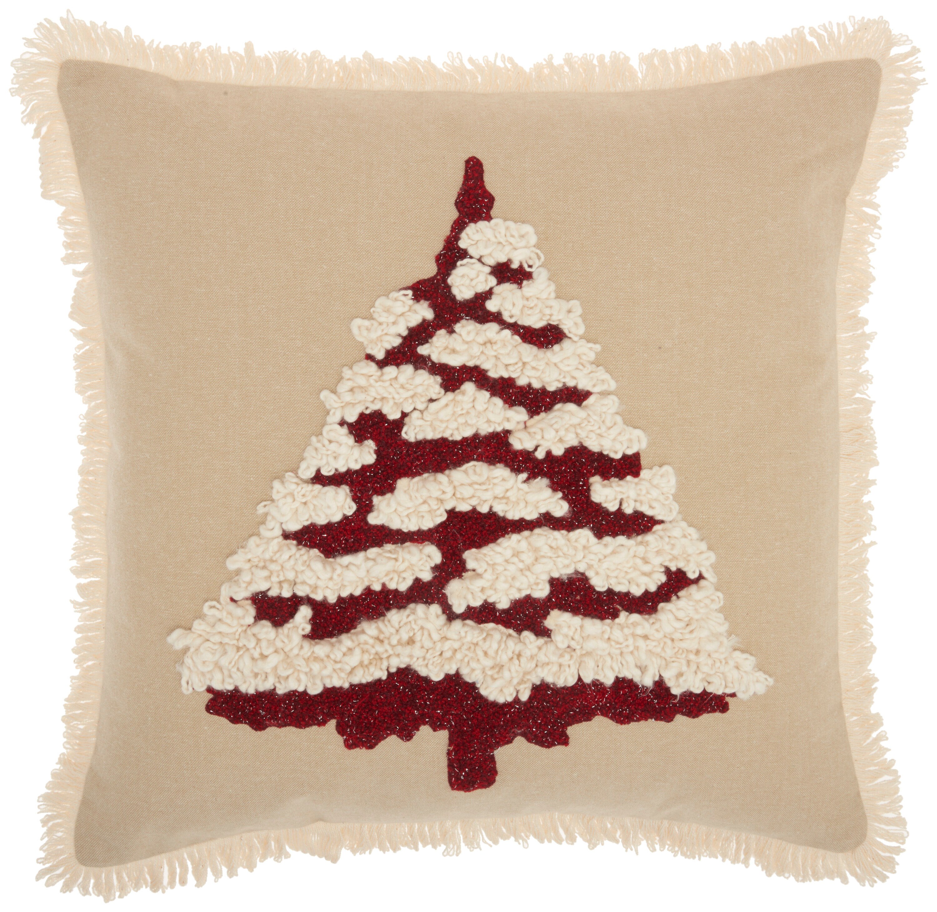 Mina Victory Holiday Ivory and Gray Christmas Tree 20 in. x 20 in