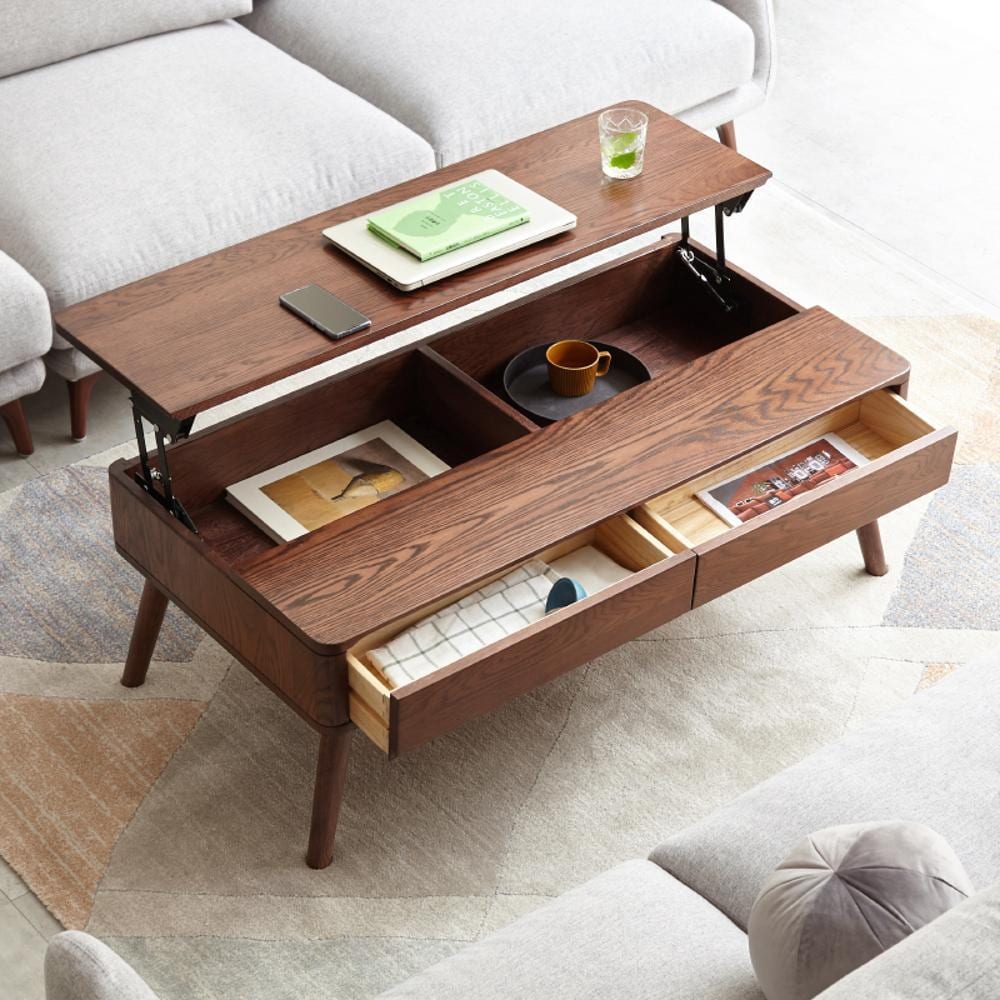 Bayfeve BF-251640-IN Elevating Center Table Solid Wood Oak Wood Modern Coffee Table with Storage