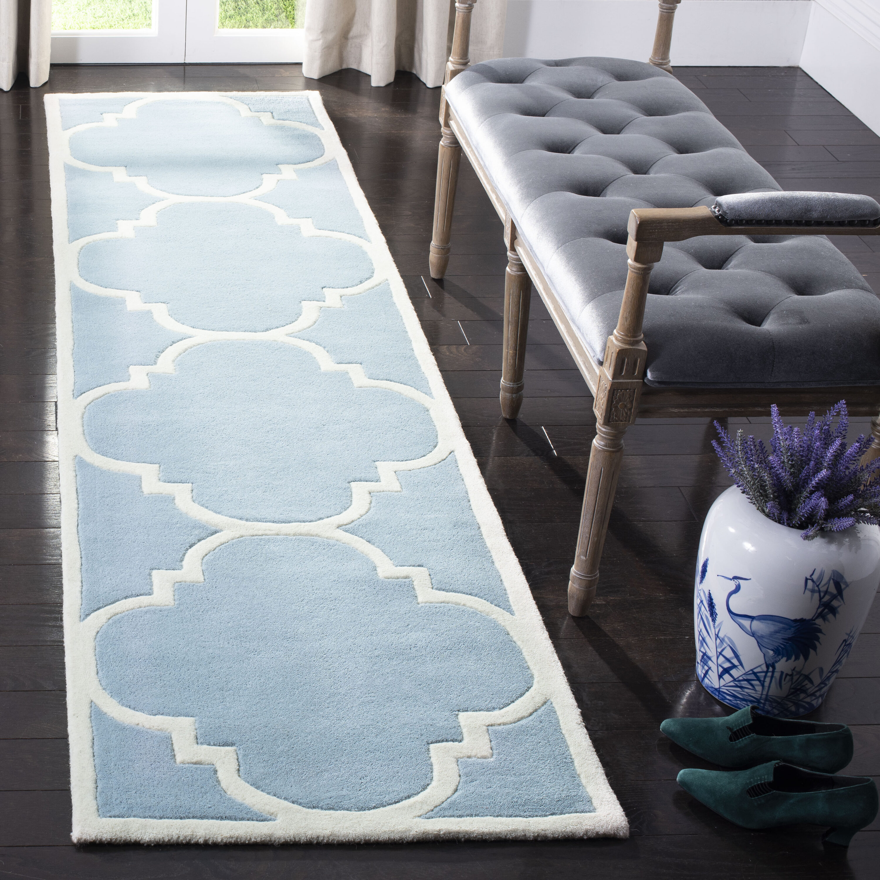  Chatham 730 Blue/Ivory Contemporary 2ft-3in x 9ft Runner Rug