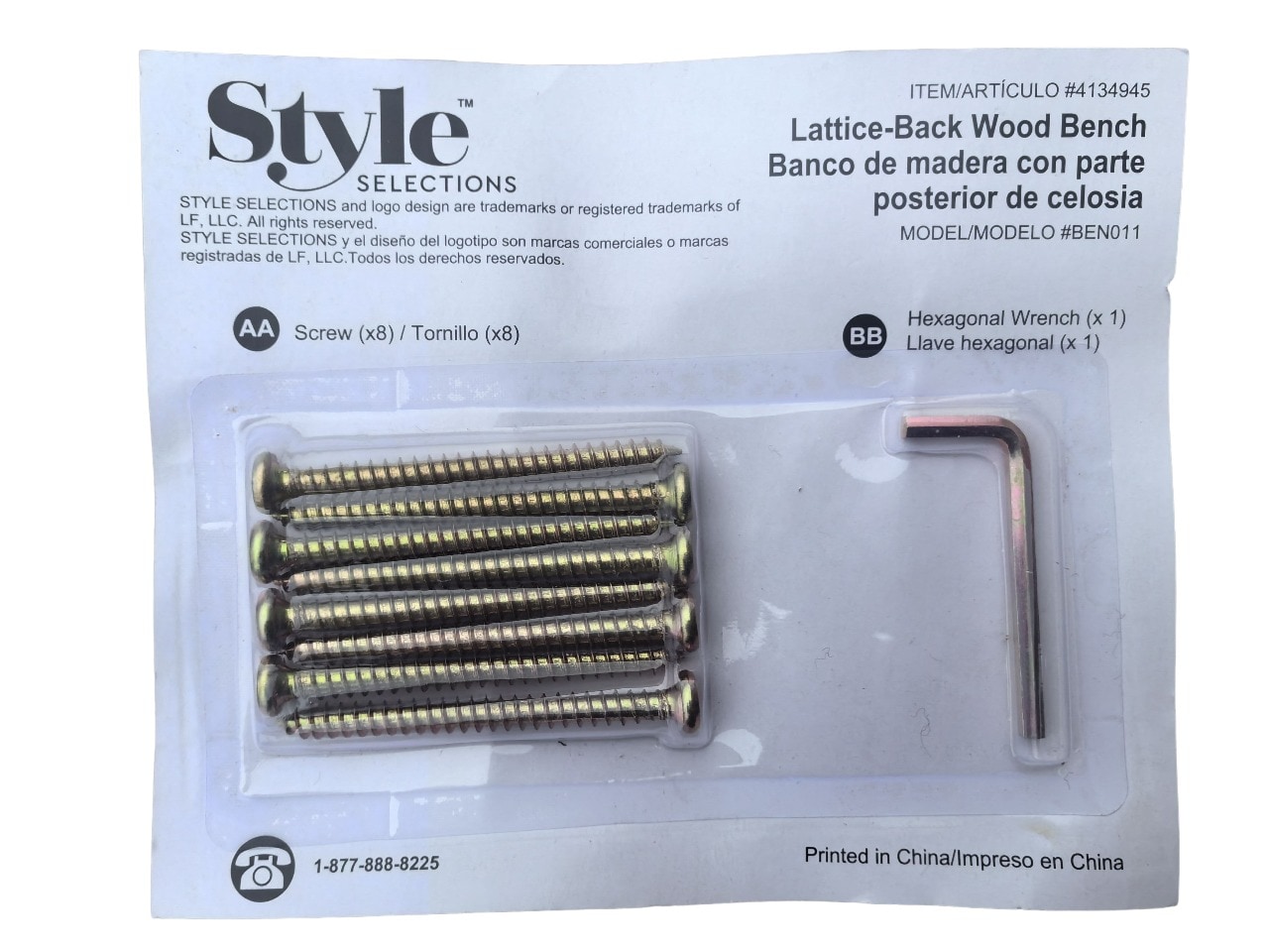 Style Selections 4134945-HP Bench hardware pack for item 4134945