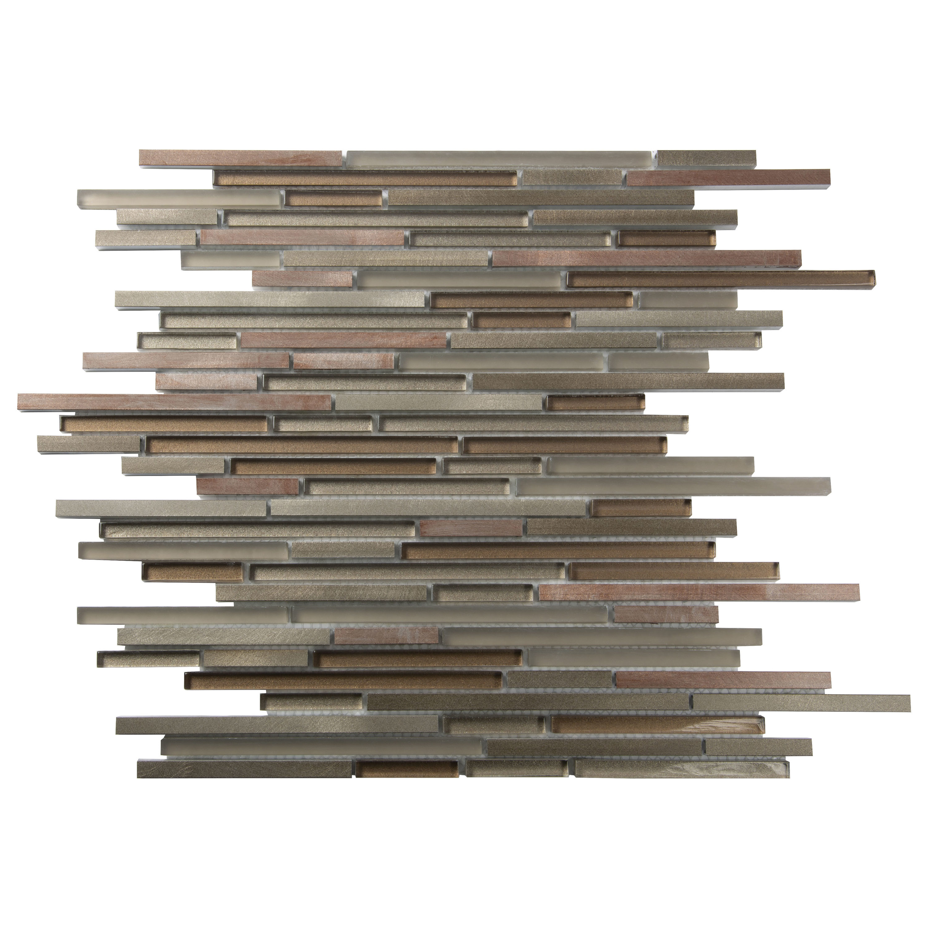 Apollo Tile APLCAS88004A Waterfall Beige and Brown 12-in x 12-in Multi-finish Glass; Metal Linear Marble Look Wall Tile (4.83-sq. ft/ Carton)