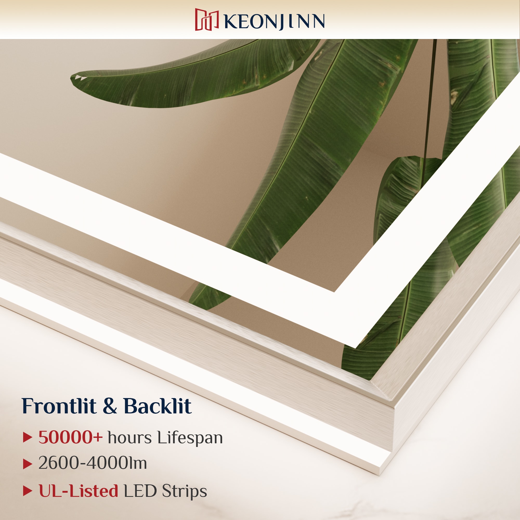 Keonjinn LW-BM66-18291-BN Framed-Bath-Mirrors - View #3