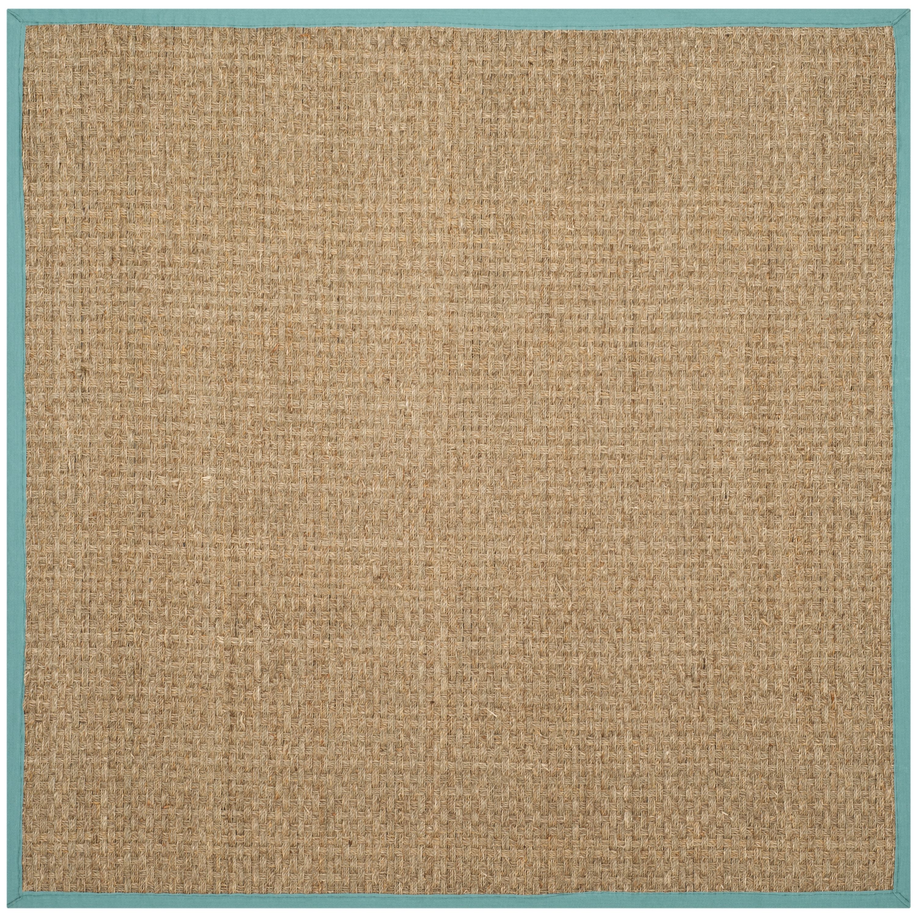 Safavieh NF114R-6SQ Natural Fiber Hampton 6 x 6 (ft) Loomed Seagrass Natural/Teal Square Indoor Solid Coastal Area rug