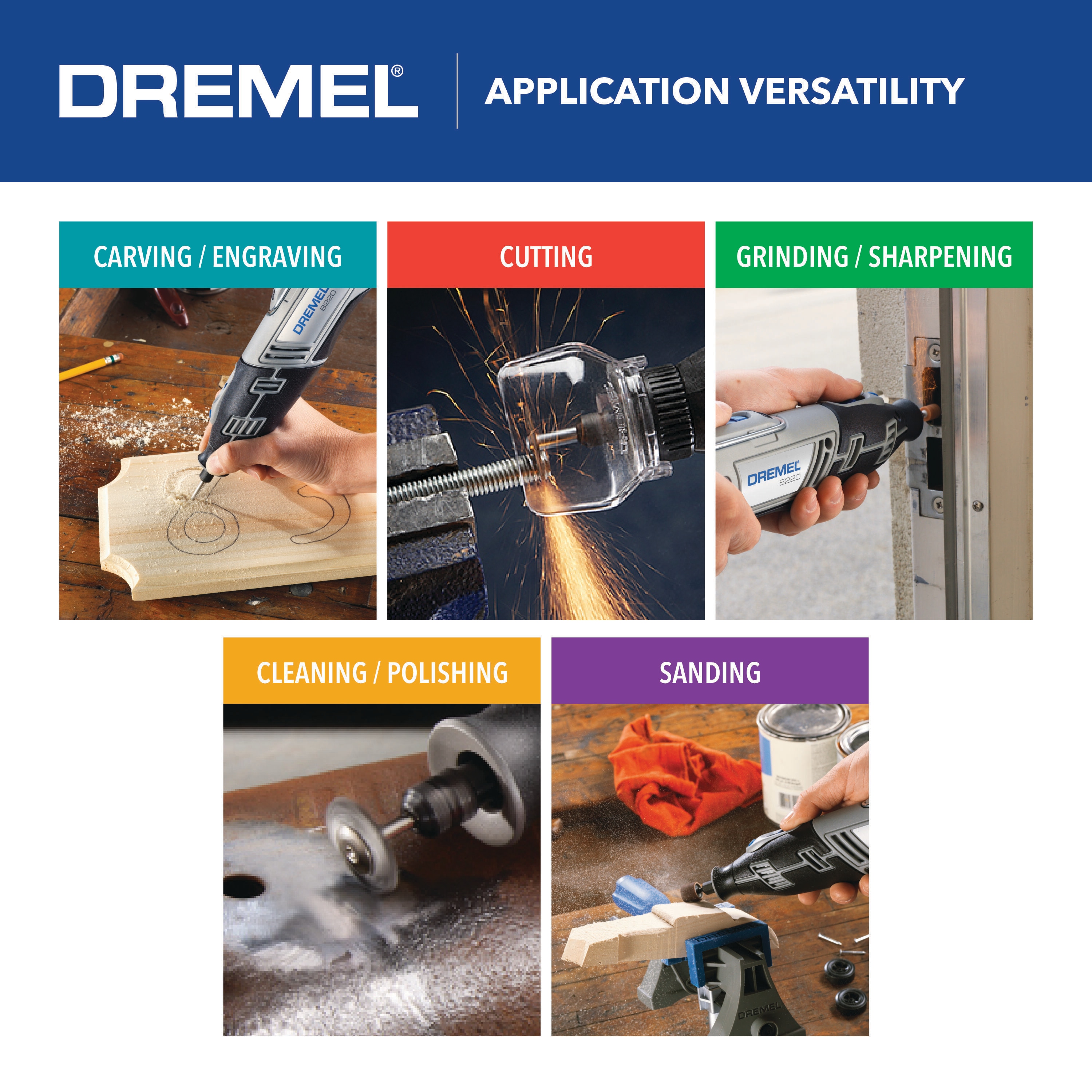 Dremel 8220 Platinum Editie - Set outil multifonction Li-Ion 12V (2x  batterie 2,0Ah) incl. 65 accessoires dans mallette