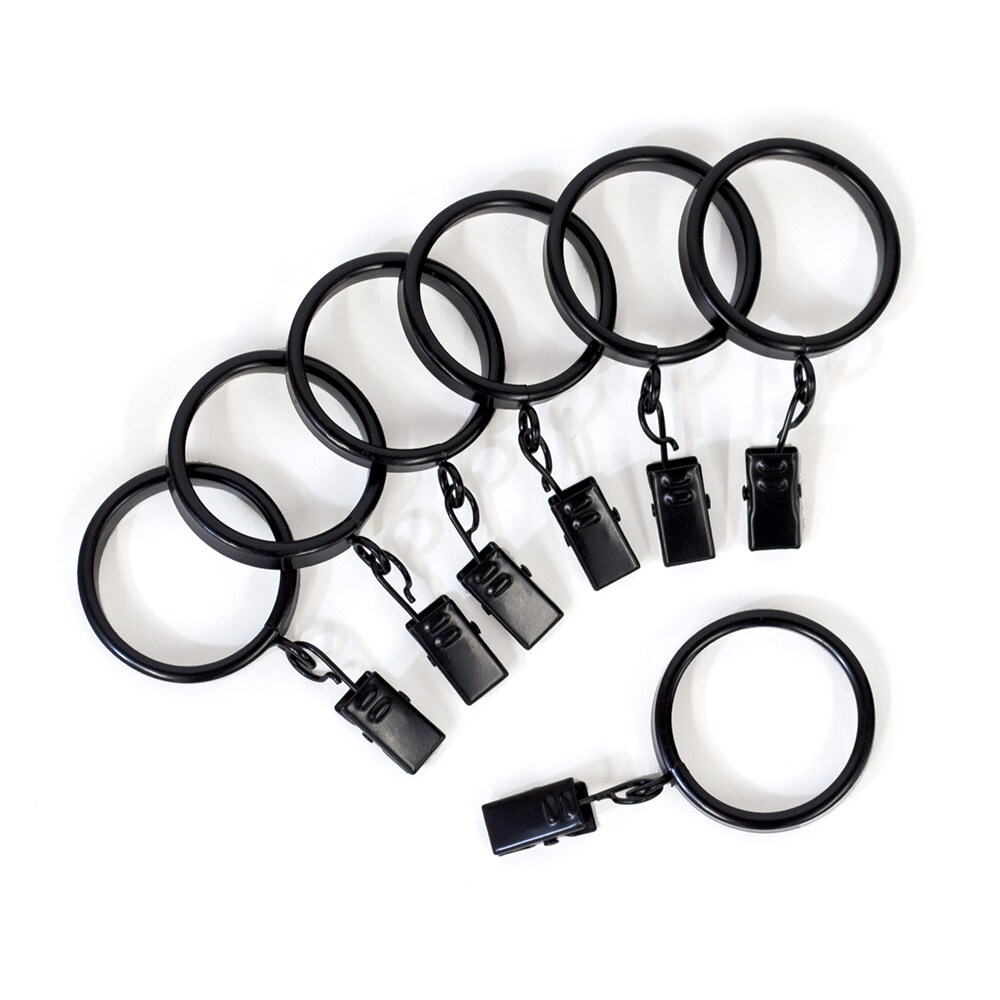 Lumino Clip Ring 7-Pack 1-in Black Aluminum Curtain Ring with Clip in ...