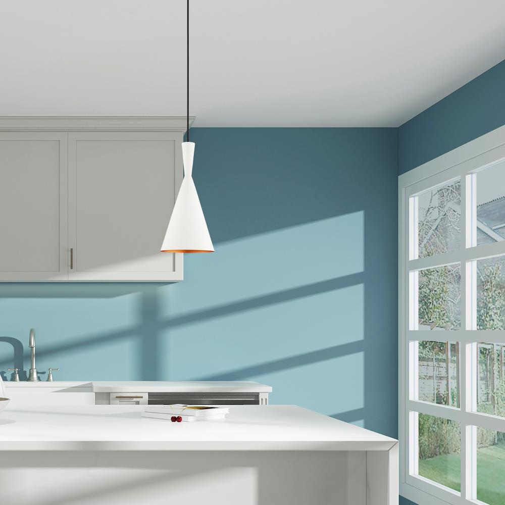 Mini Dual-Cone Pendant Light in White with Gold Interior Finish