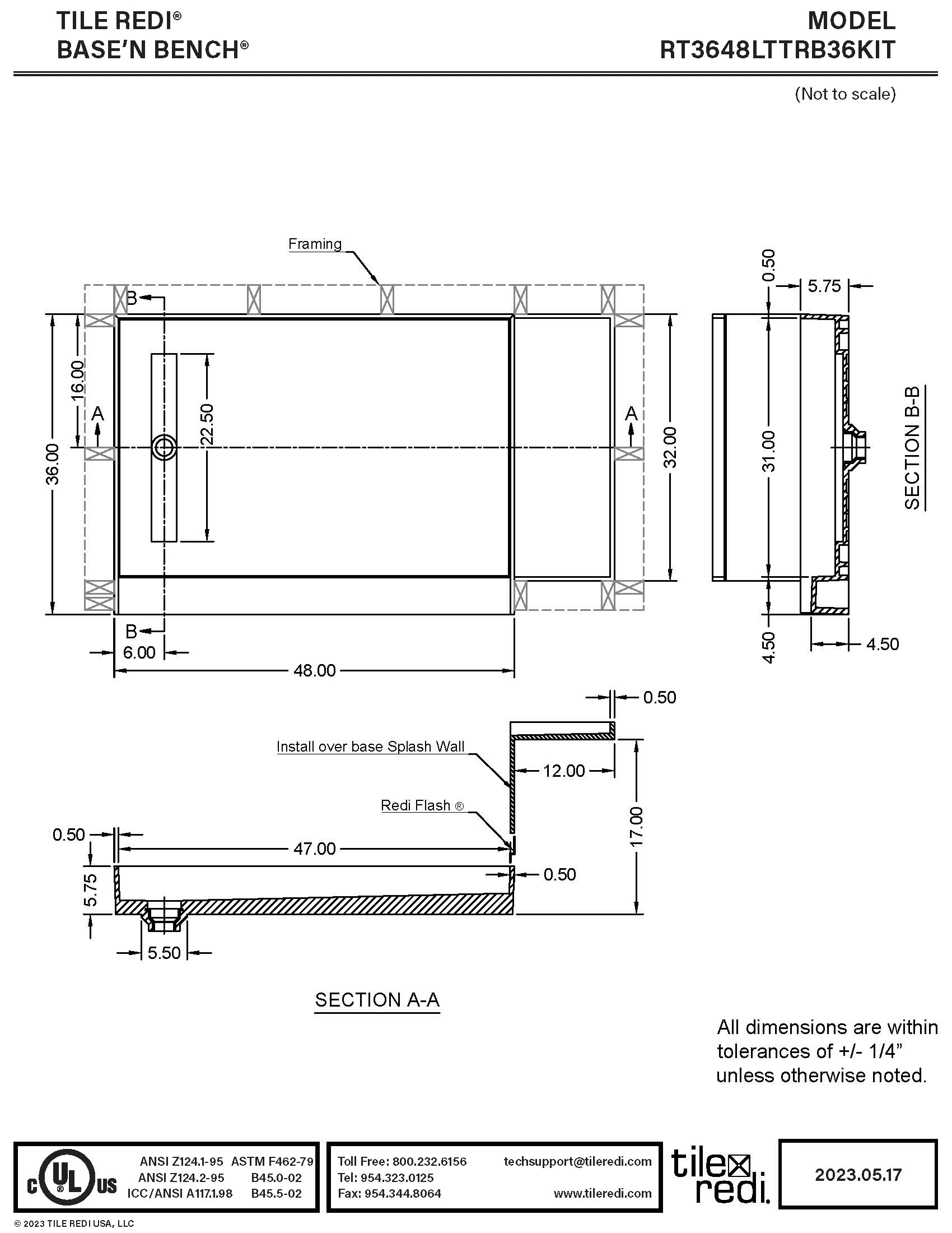 Tile Redi RT3648LTTRB36KIT Shower-Floors - View #7