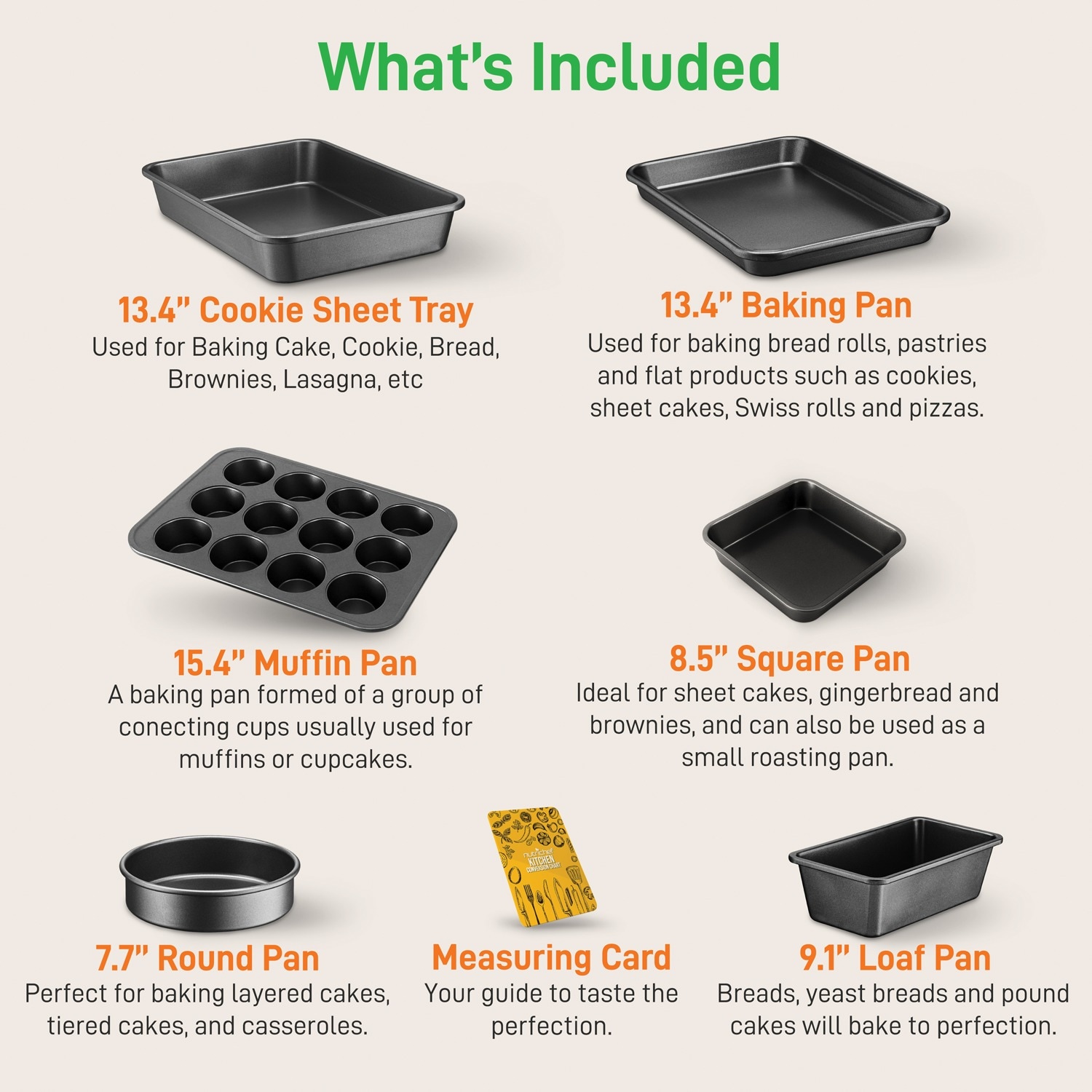 NutriChef Non-Stick Black Baking Pans - 6 Piece Steel Bakeware Set -  Dishwasher Safe - Professional Quality in the Bakeware department at