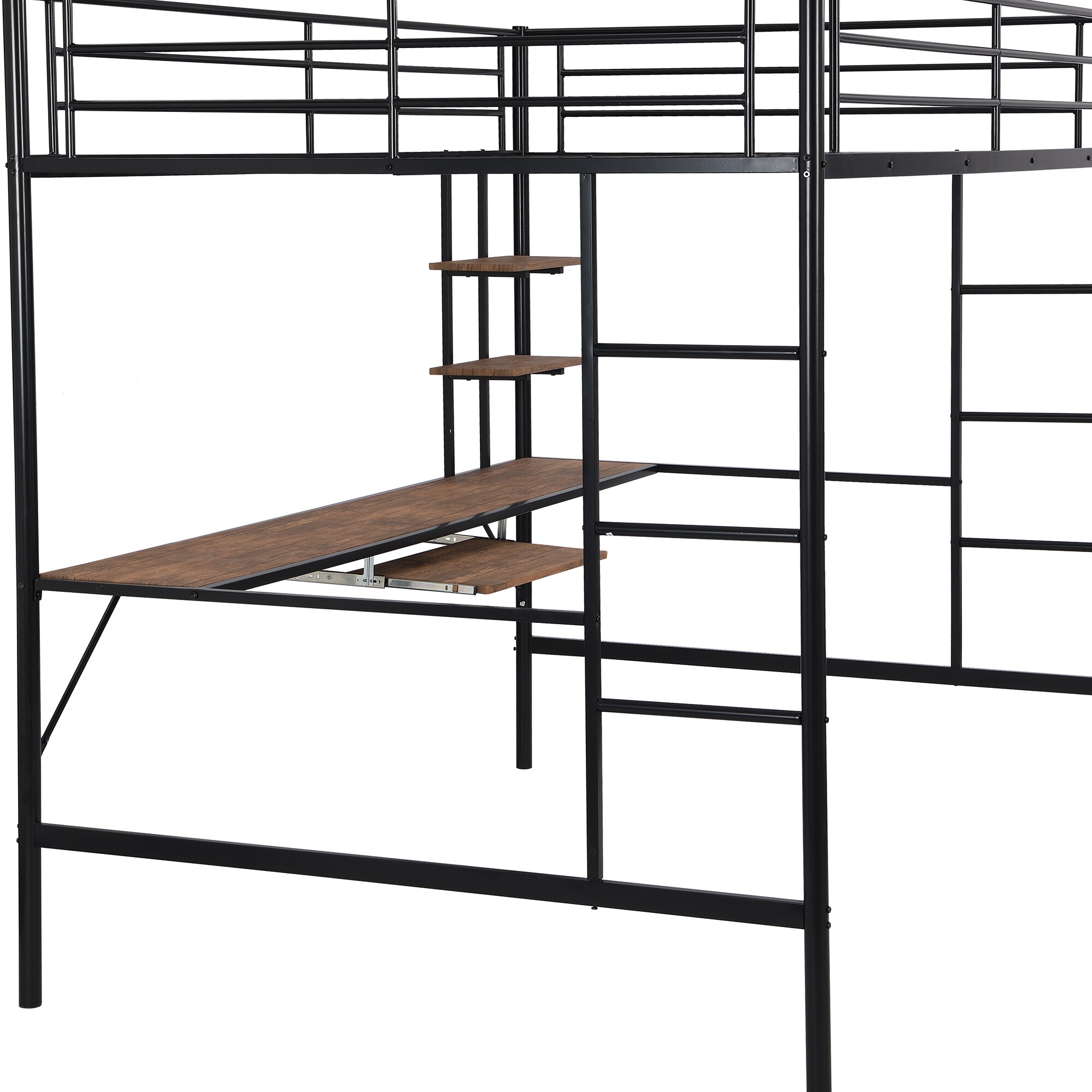 CASAINC Twin loft bed with desk Black Twin Loft Bunk Bed at Lowes.com