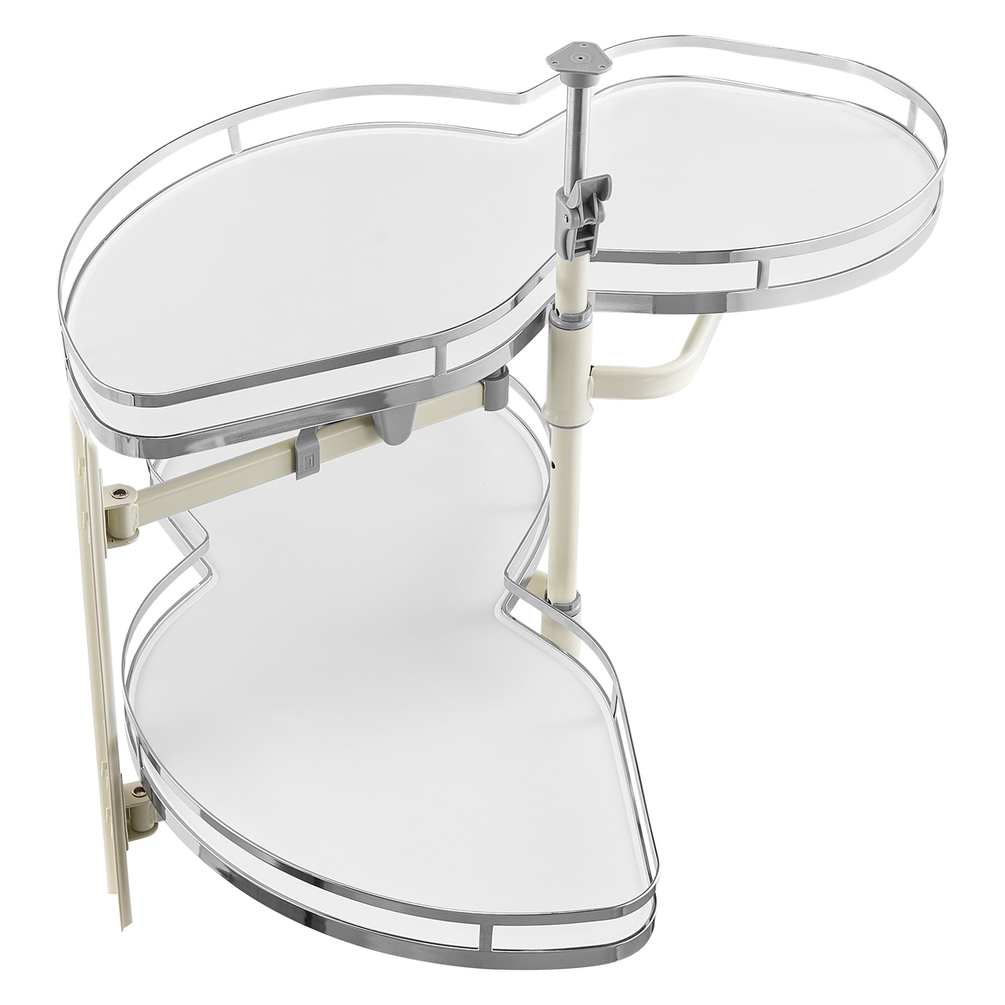 Numhew 31.5in W 2-Tier Height Adjustable Chrome Pull Out Left Swing Blind Corner Cabinet Organizer