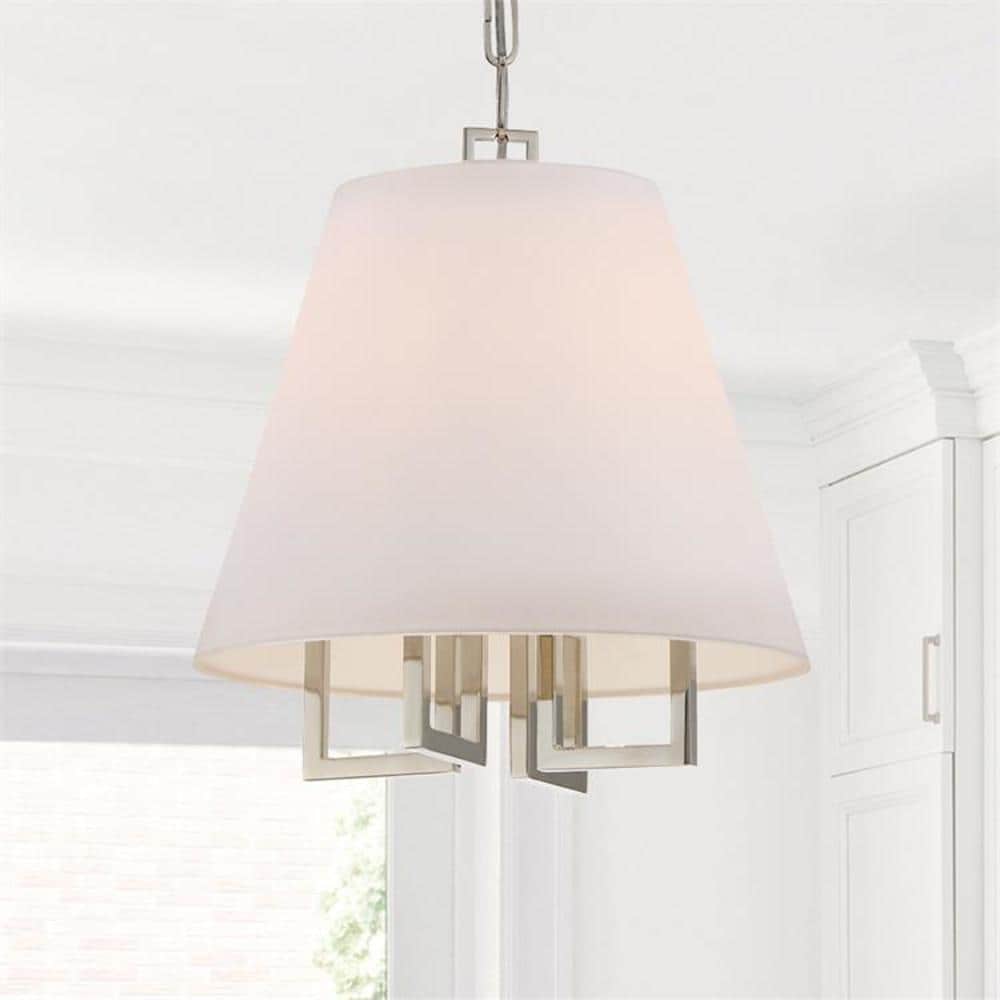 Polished Nickel Mini Chandelier with Silk Shade