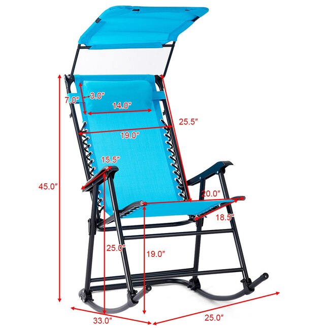 Blue Sling Seat In The Patio Chairs, Outdoor Rocker Chair With Canopy