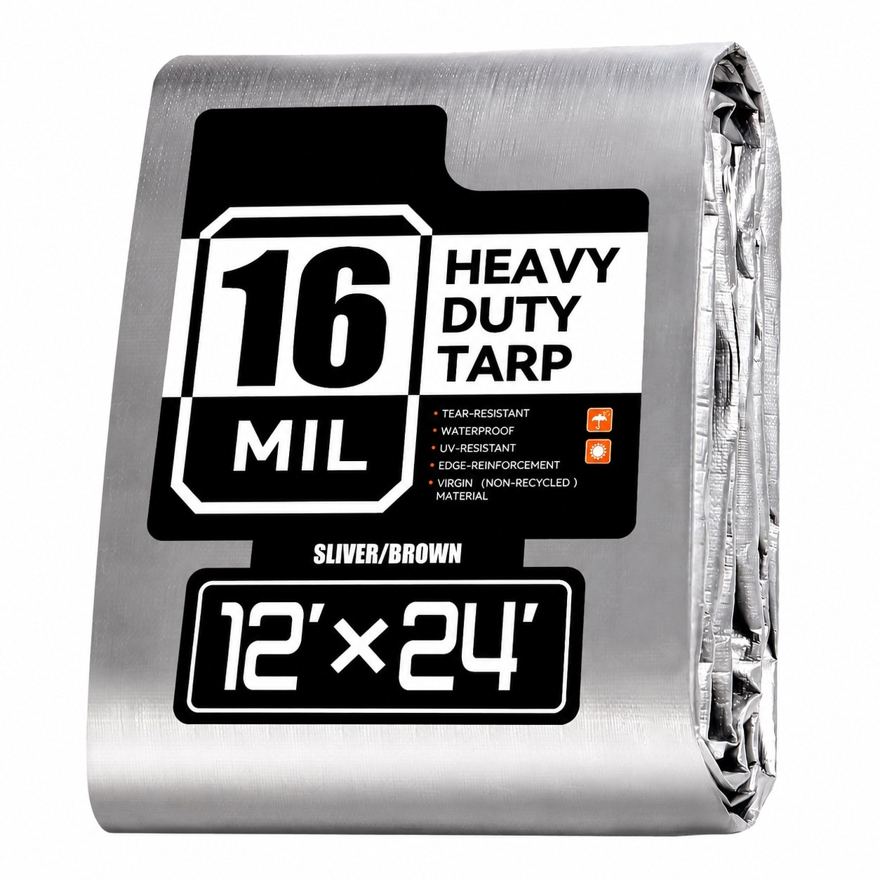 DYRCJ  12x24 FT Heavy Duty Waterproof Tarp 16 Mil Thick Multipurpose Protective Cover UV Resistant Tear Resistant with Grommets Reversible for