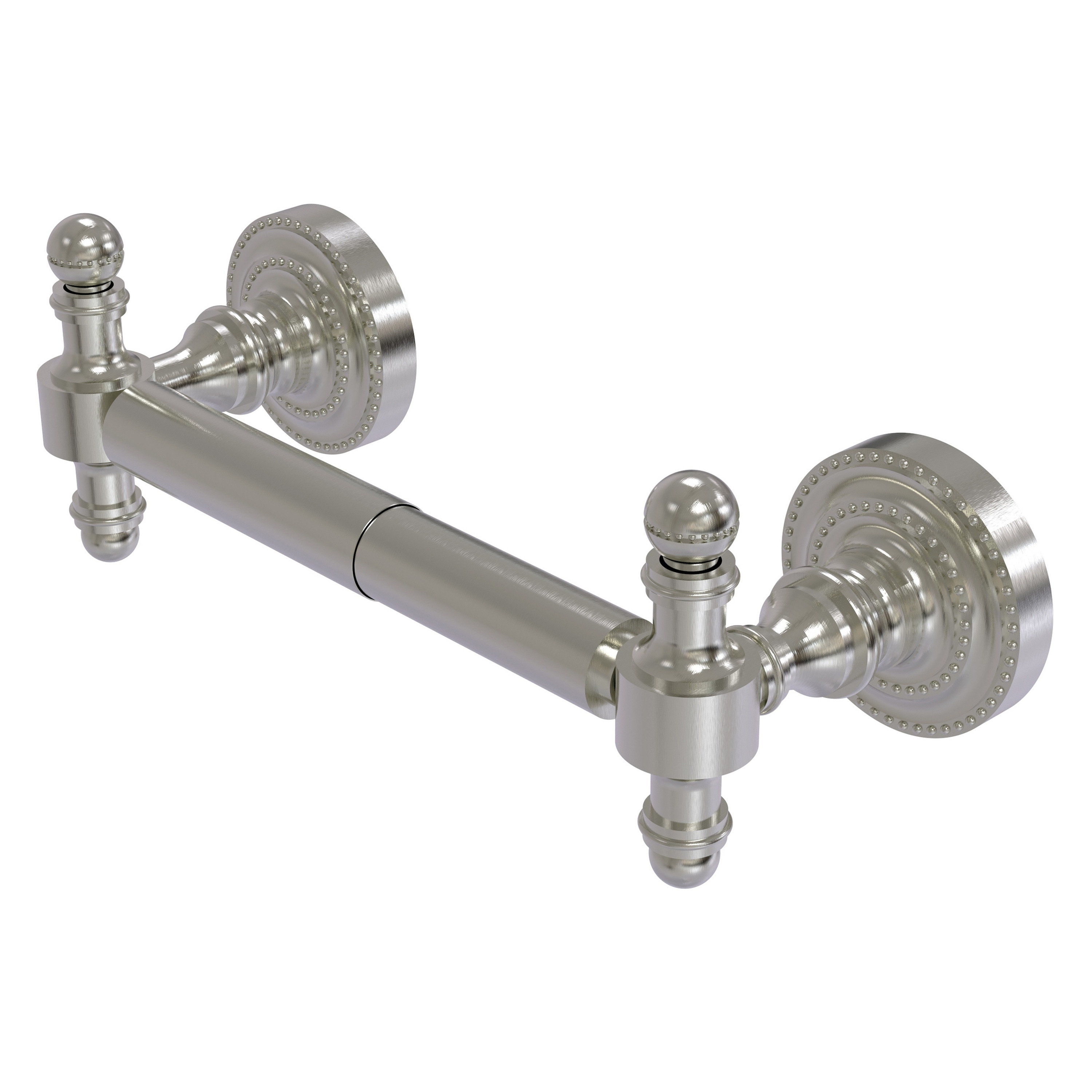 Allied Brass RD-24-SN Retro Dot Satin nickel Wall mount Spring-loaded Toilet Paper Holder 1 -Rolls with Storage