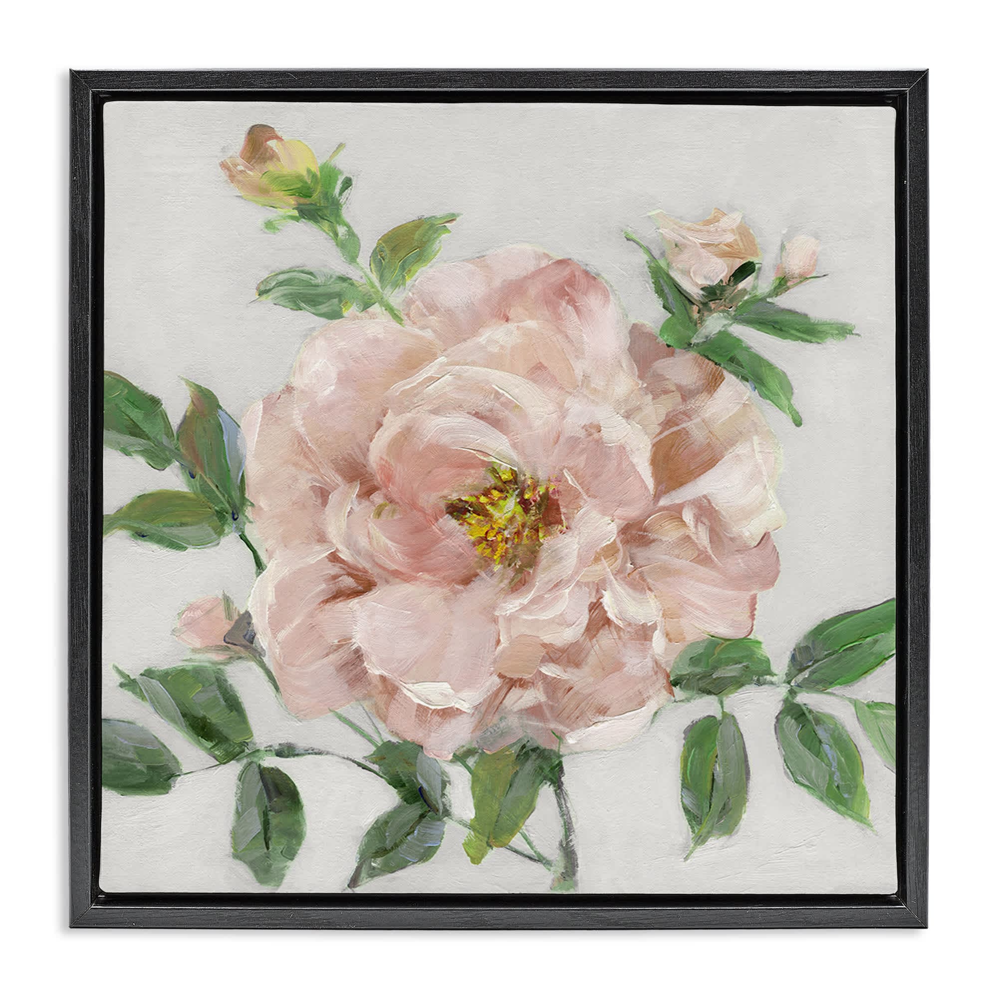 Stupell Industries BS-266-FFB-24X24 Pink Carnation Blossom Black Framed Floater Canvas Wall Art By Sally Swatland 25 x 25