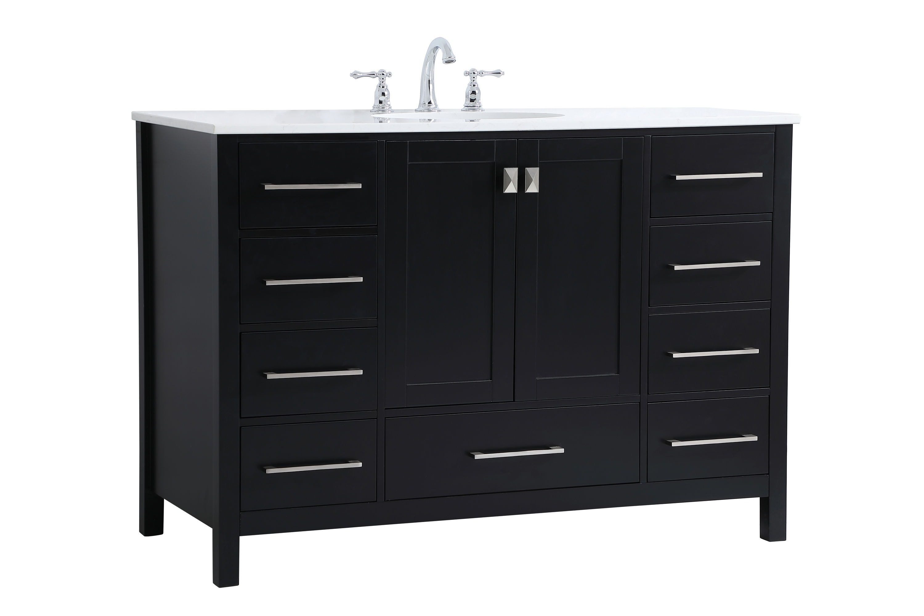 Elegant Decor First Impressions 48-in Black Undermount Single Sink Bathroom  Vanity with Calacatta White Engineered Marble Top in the Bathroom Vanities  with Tops department at Lowes.com