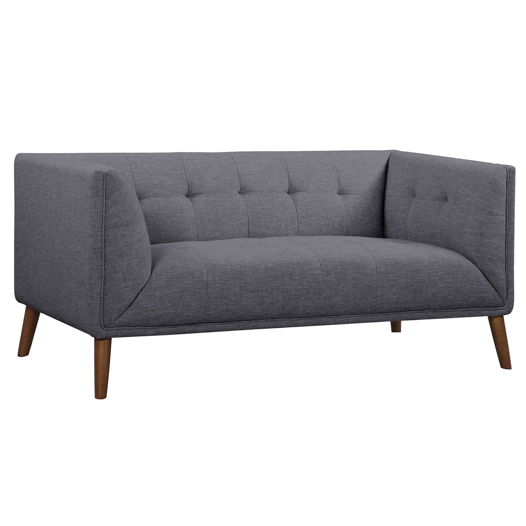 Armen Living LCHU2DG Hudson 62-in Midcentury Dark Gray Linen 2-seater Loveseat