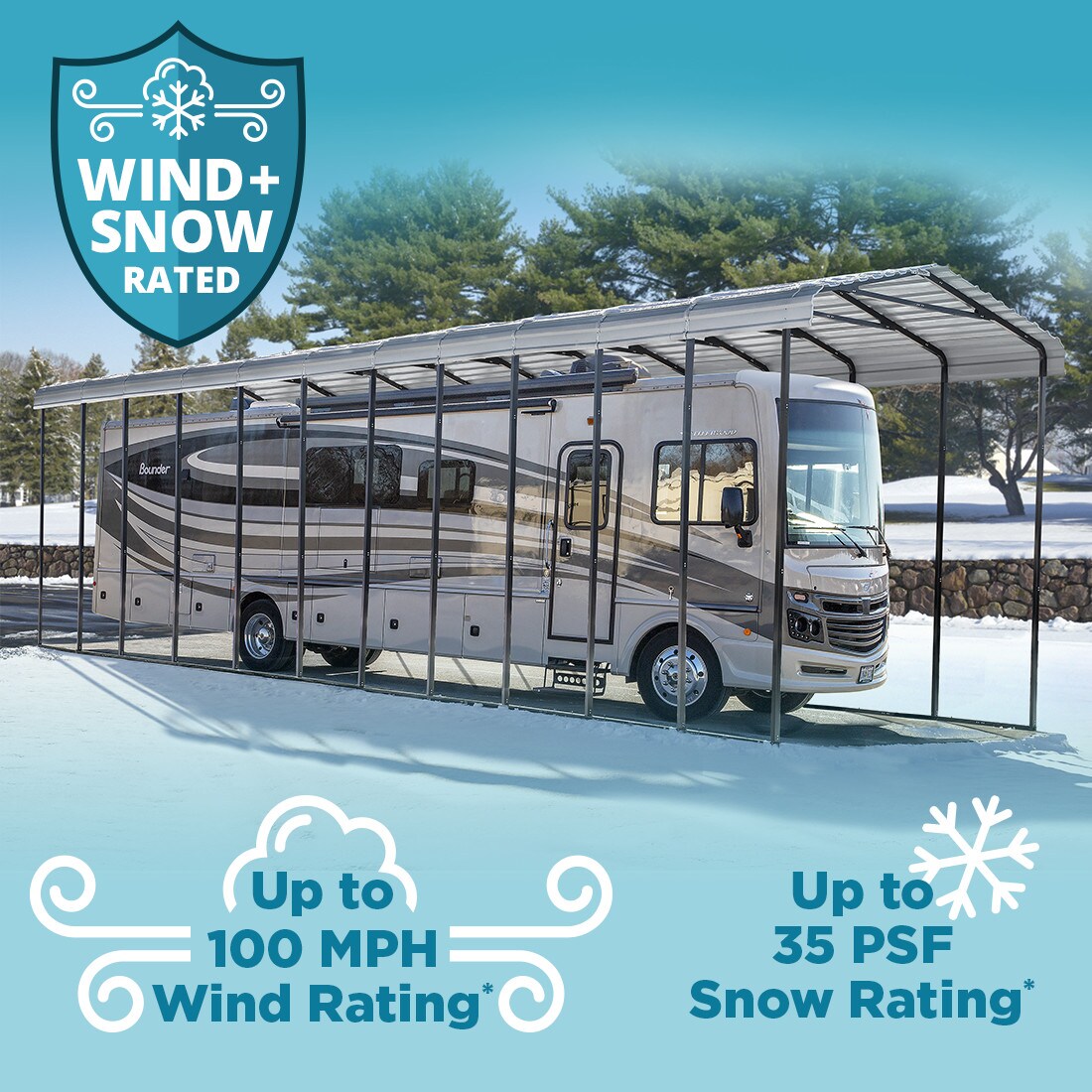 Charcoal Galvanized Steel RV Carport Kit, 14' x 20' x 14'