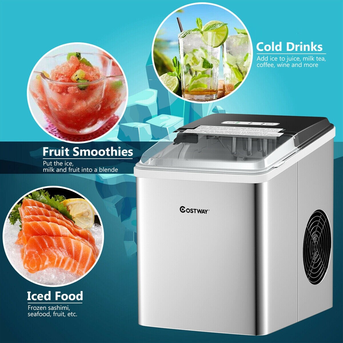 Goplus 2-lb Drop-down Door Countertop or Portable Bullet Ice Maker