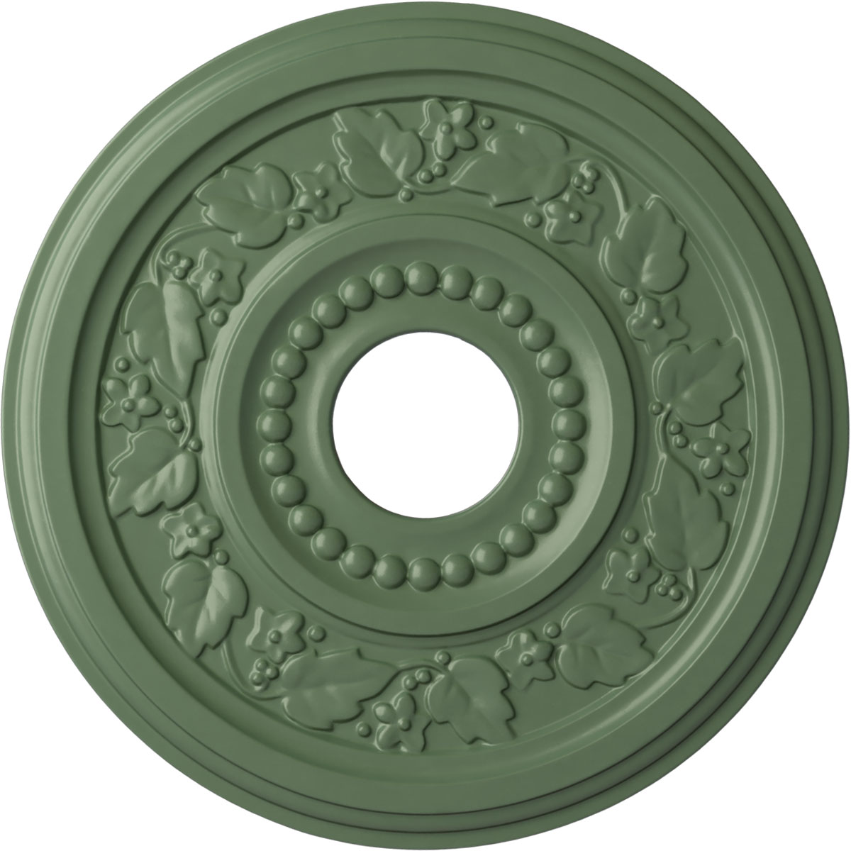 Ekena Millwork CM16GNAGF Genevieve 16.125-in W x 16.125-in L Painted Athenian Green Polyurethane Whole Ceiling Medallion