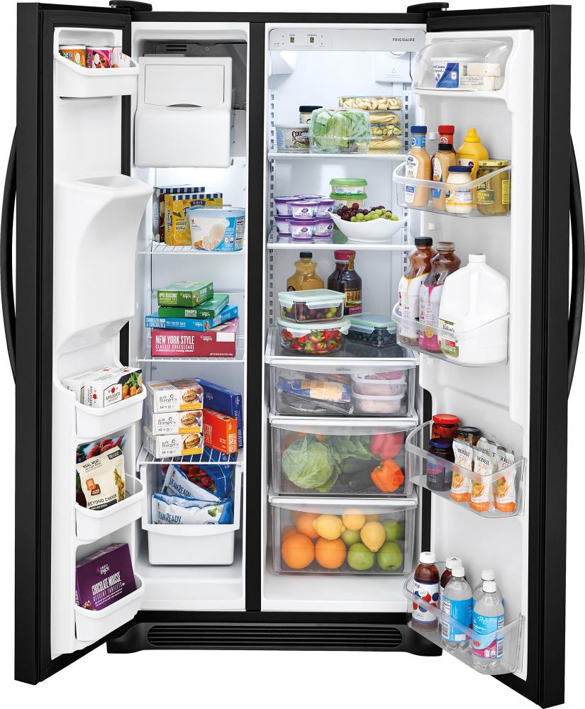 Frigidaire 25.5-cu ft Side-by-Side Refrigerator with Ice Maker (Black ...