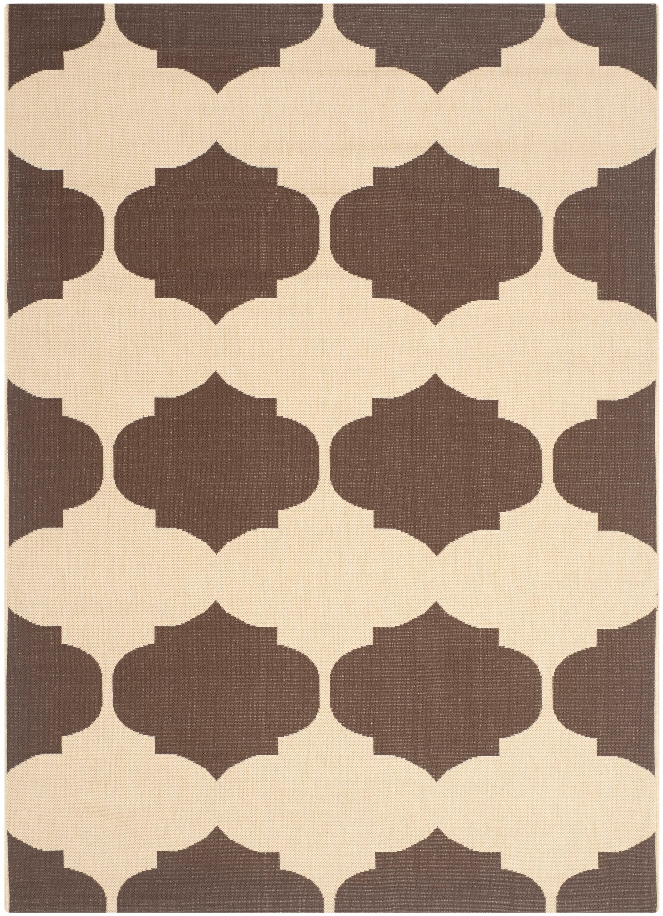 Safavieh CY6162-402-6 Courtyard Hani 7 x 10 (ft) Loomed Polypropylene Beige/Chocolate Rectangular Indoor/Outdoor Abstract Area rug