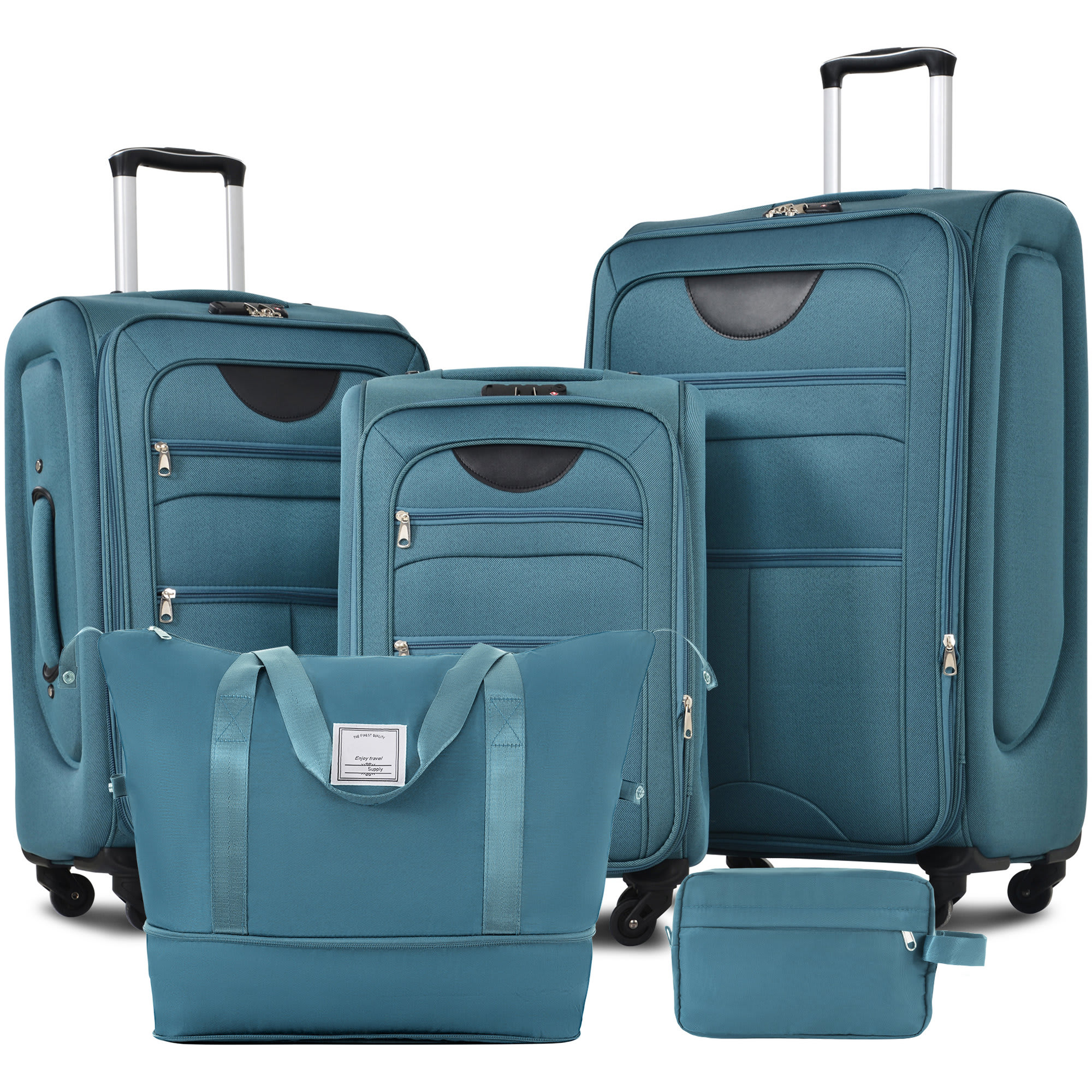 Etokfoks  3 Piece Softside Luggage Set Expandable Spinner Suitcase Duffel and Toiletry Bag Lightweight 22 26 30 Inch with TSA Lock