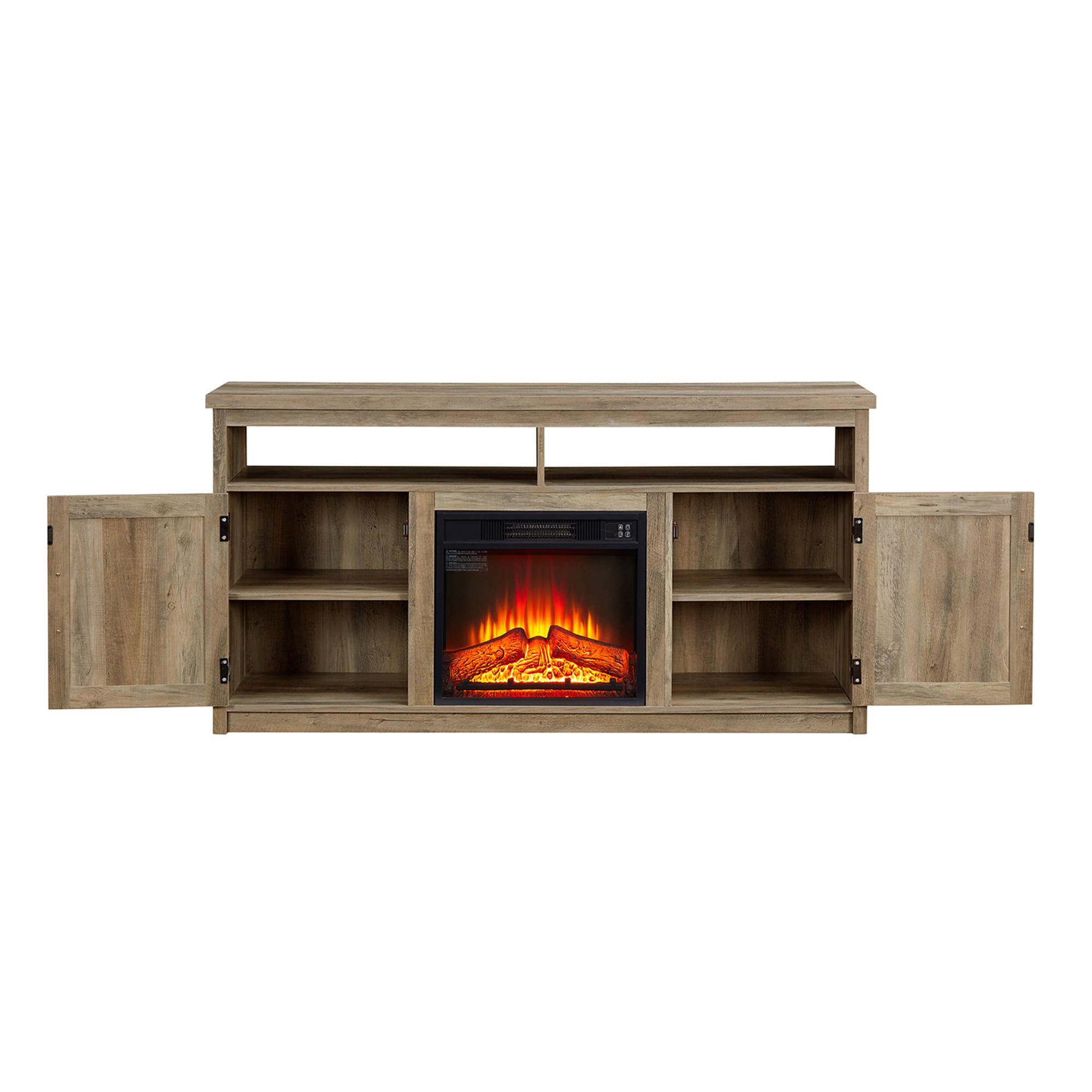 Bybafun YC1600007 58-in W Gray Wash TV Stand with LED Flat wall Electric Fireplace with Remote Control Included
