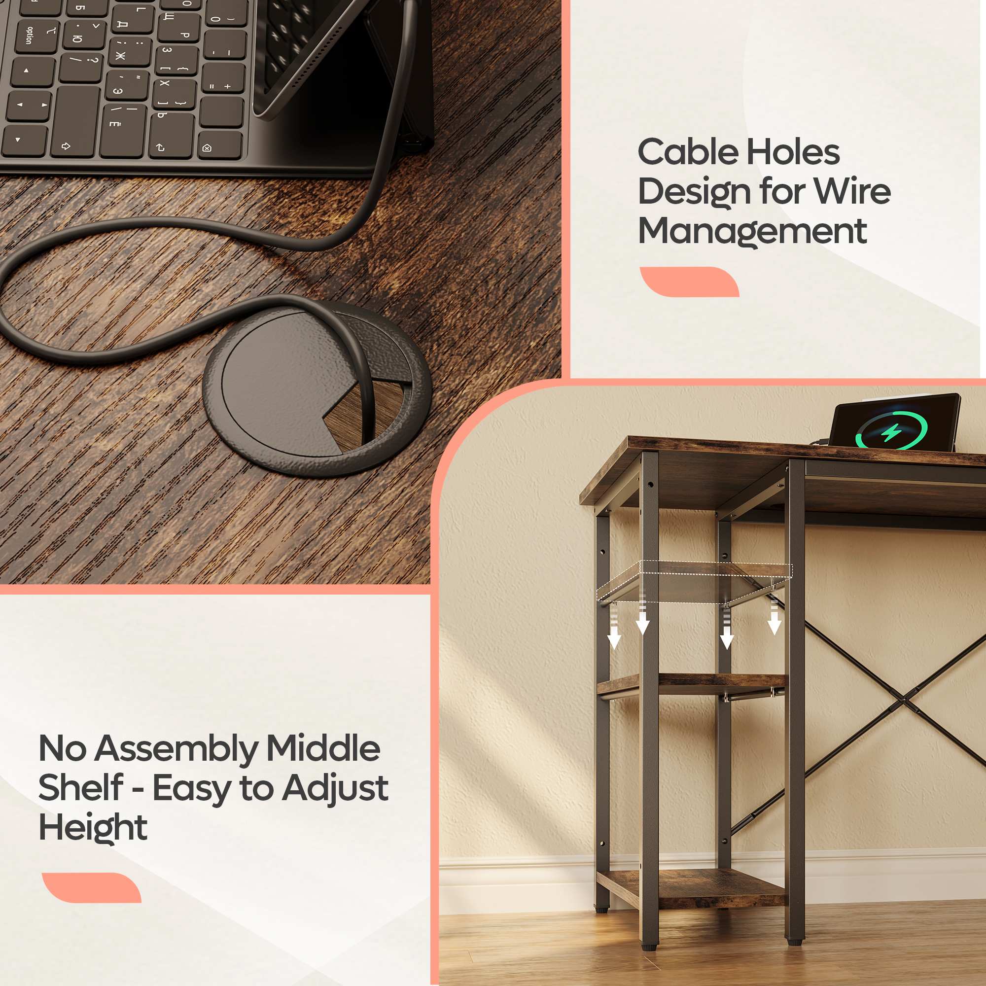 Bestier LOW-H100715A-RST desks - View #5