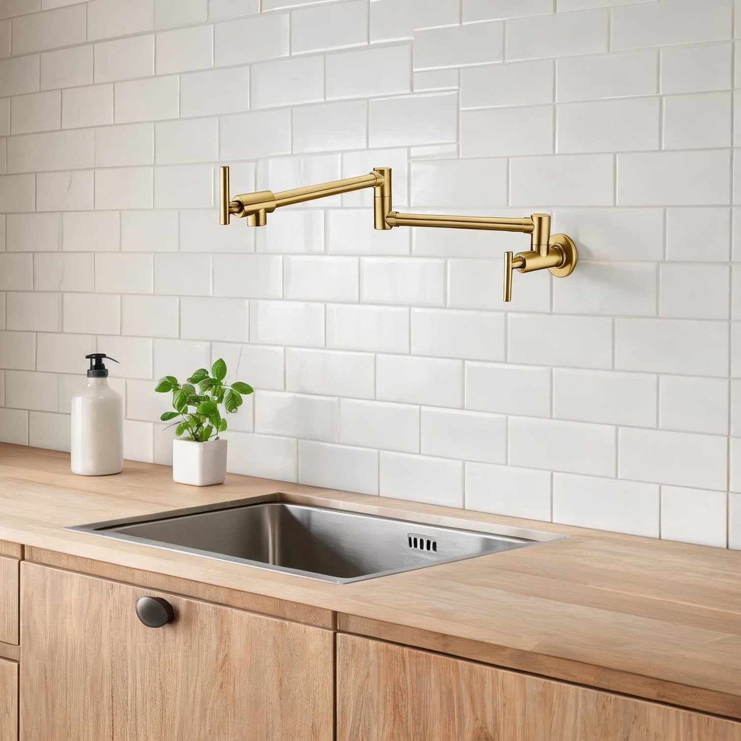 chillscreamni - Kitchen Sinks and Faucets with Brushed Gold Metal Storage and Swivel Seat Folding...