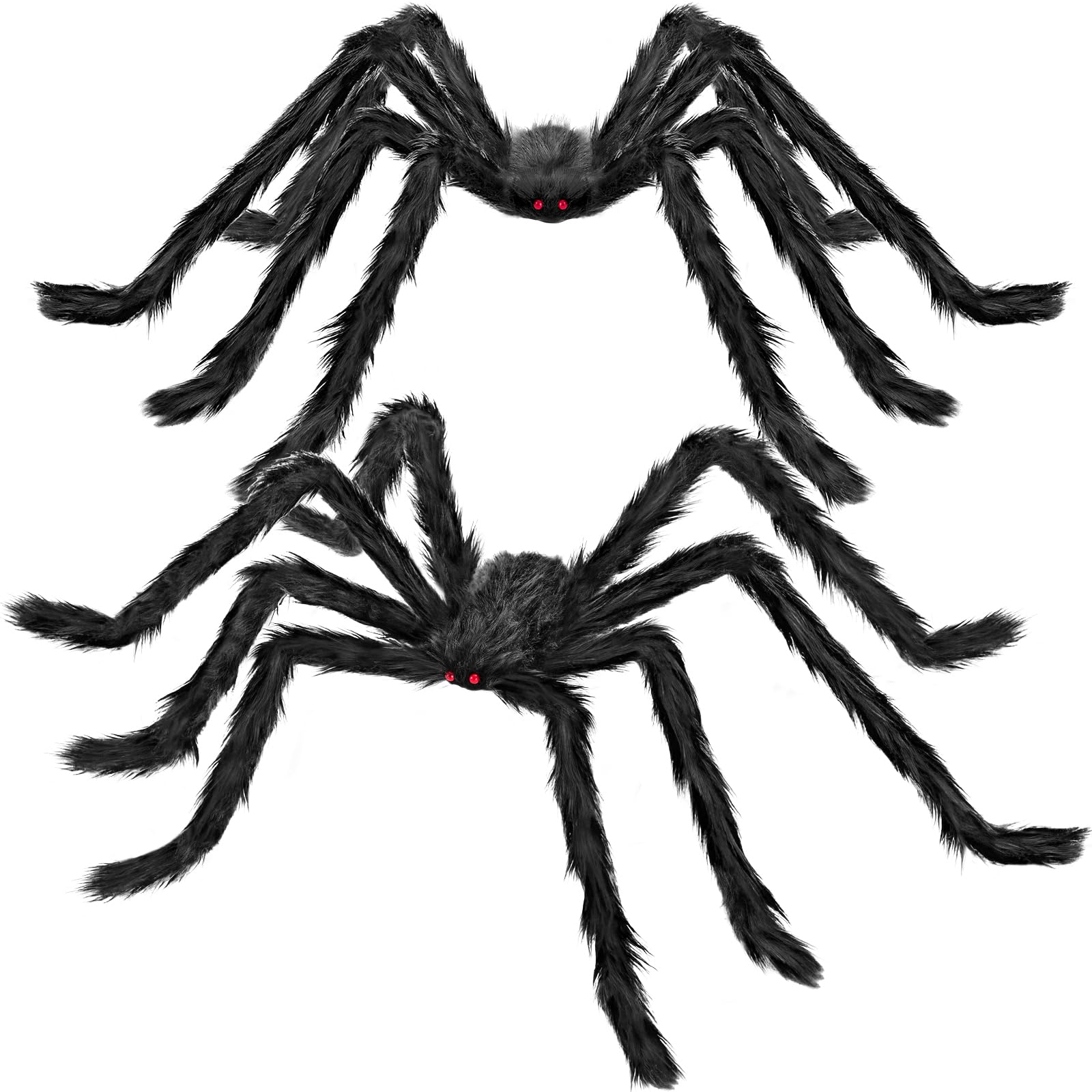 DYRCJ  Halloween Decorations Outdoor Two Giant Spiders Seventy Nine Inch Large Scary Halloween Props for Yard Lawn Indoor Black