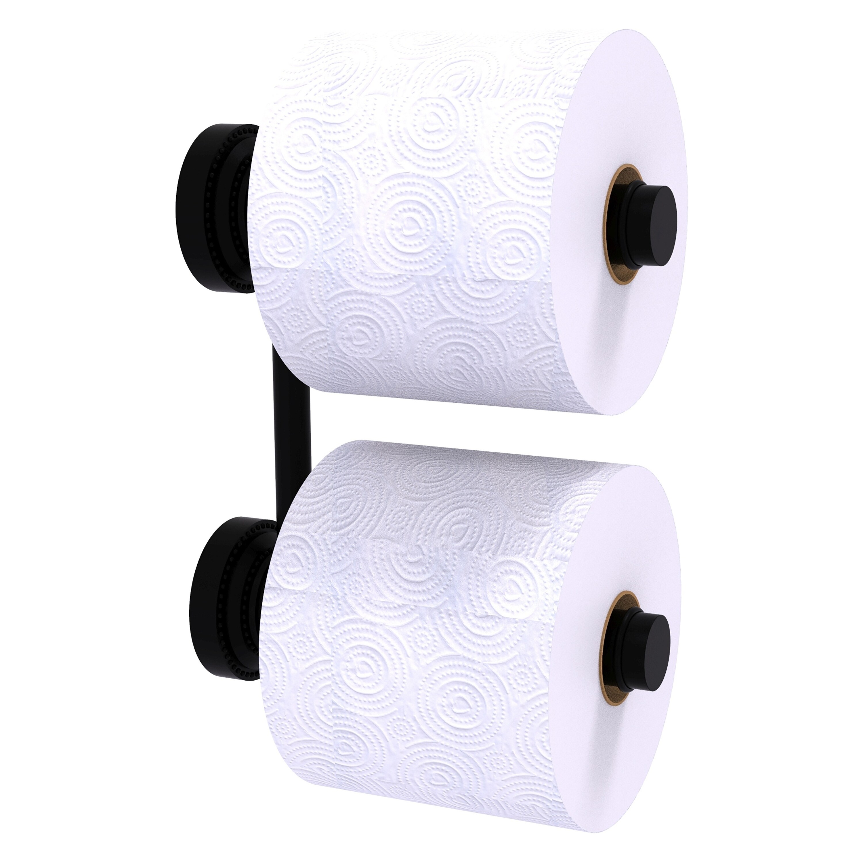 Allied Brass DT-24-RR-2-BKM Dottingham Matte Black Wall mount Double post Toilet Paper Holder 2 -Rolls with Storage