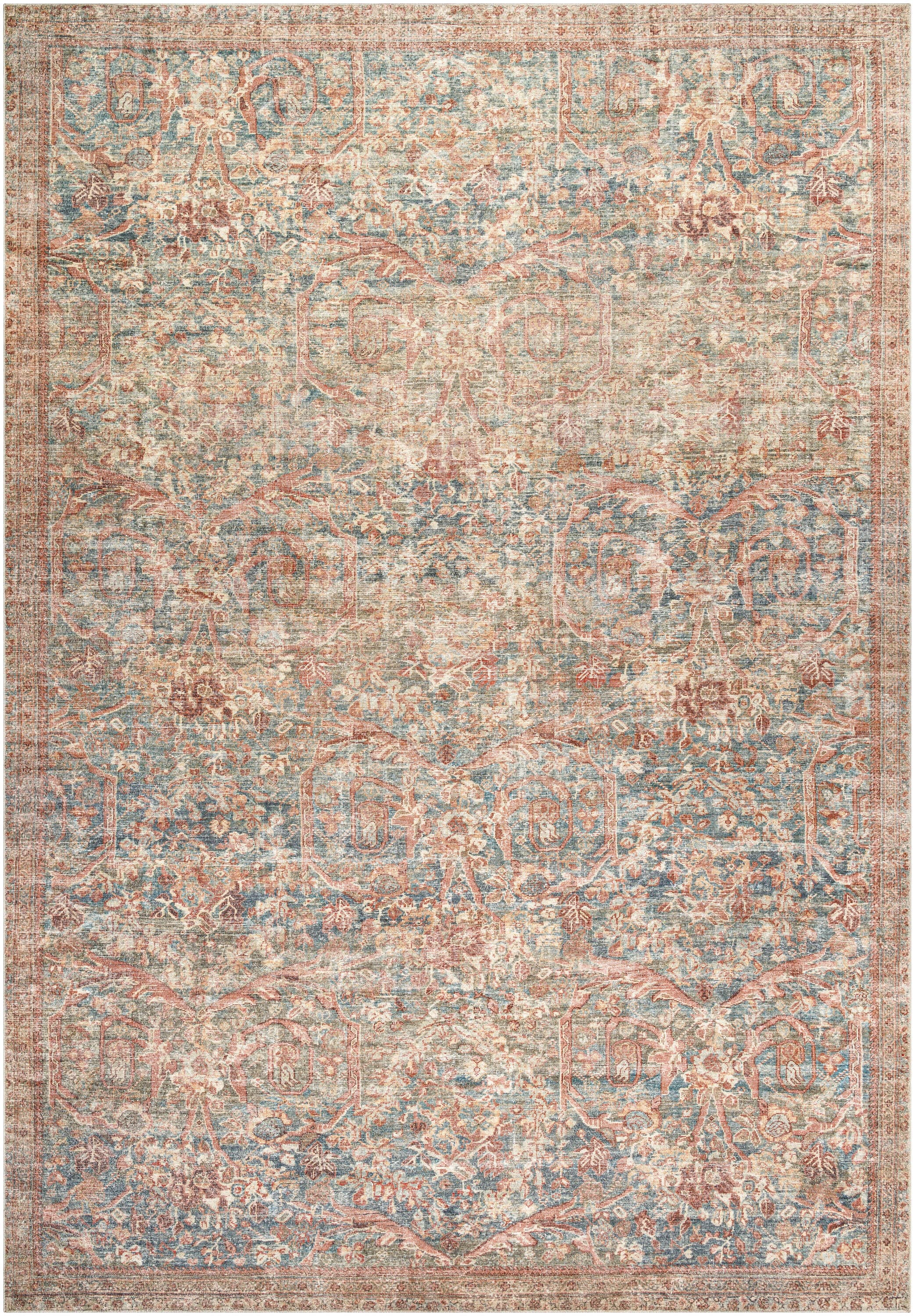 Marlene Vintage Beige and Multicolor Area Rug, 5'3" x 7'